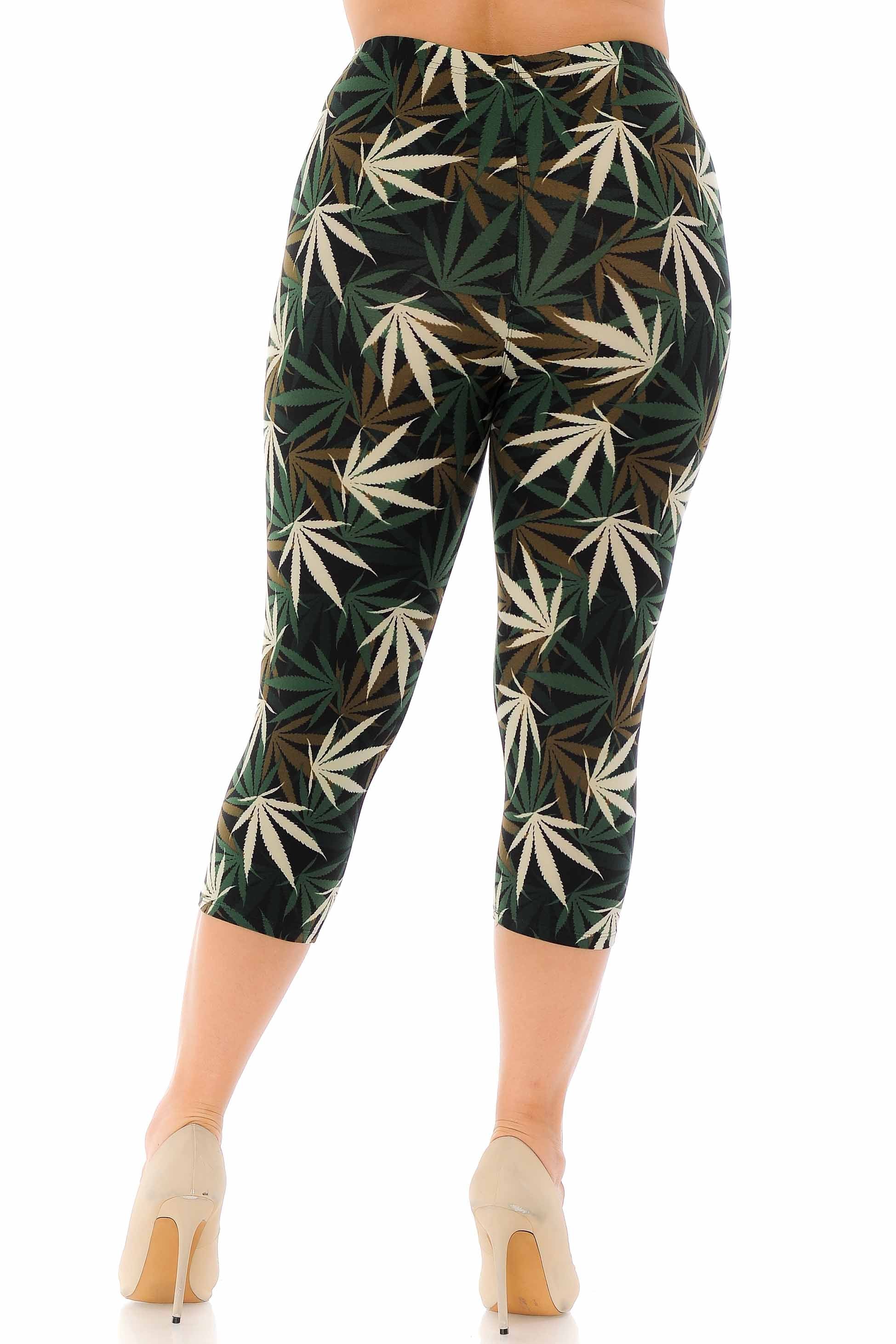 Wholesale Buttery Soft Earthen Marijuana Plus Size Capris