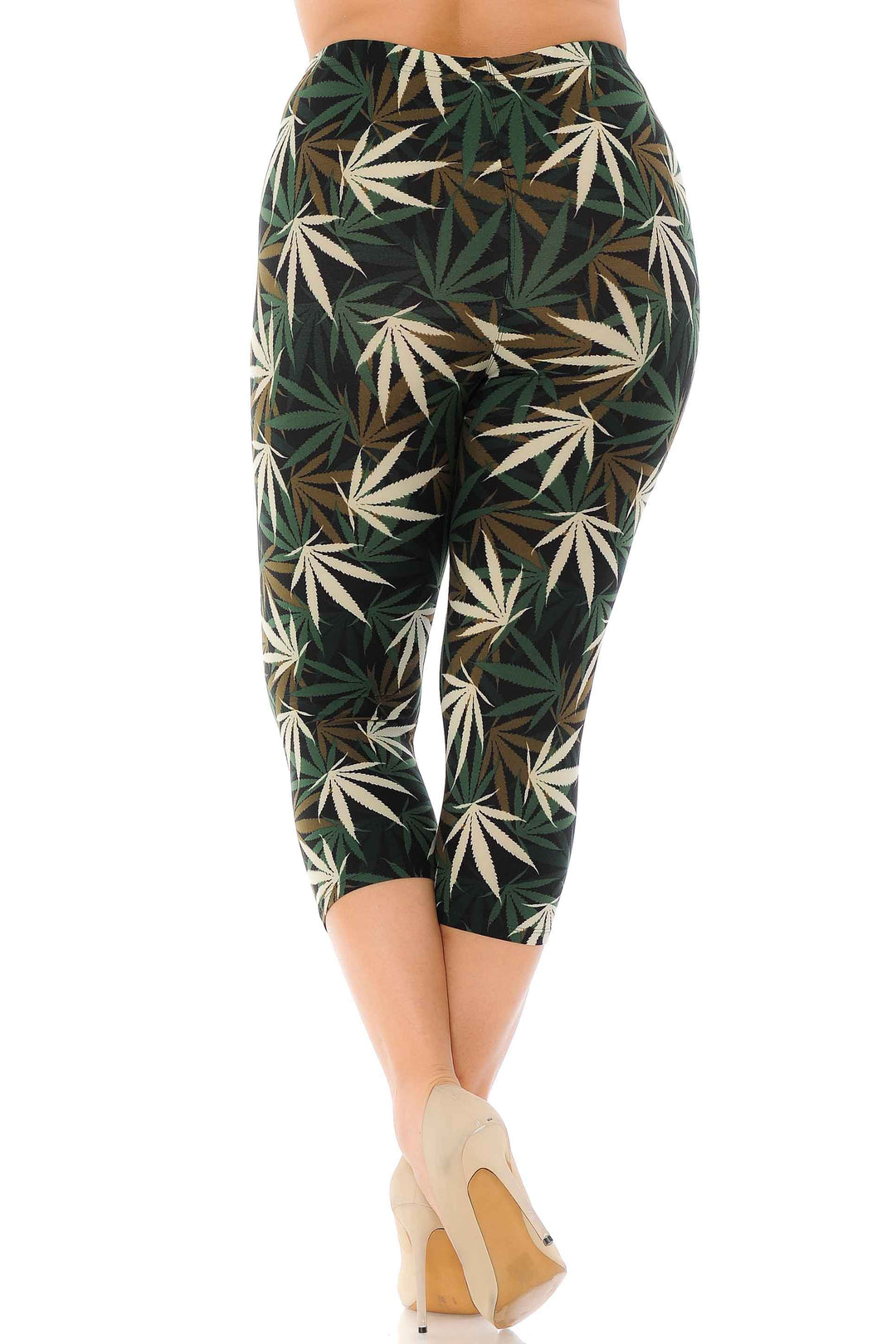 Wholesale Buttery Soft Earthen Marijuana Plus Size Capris