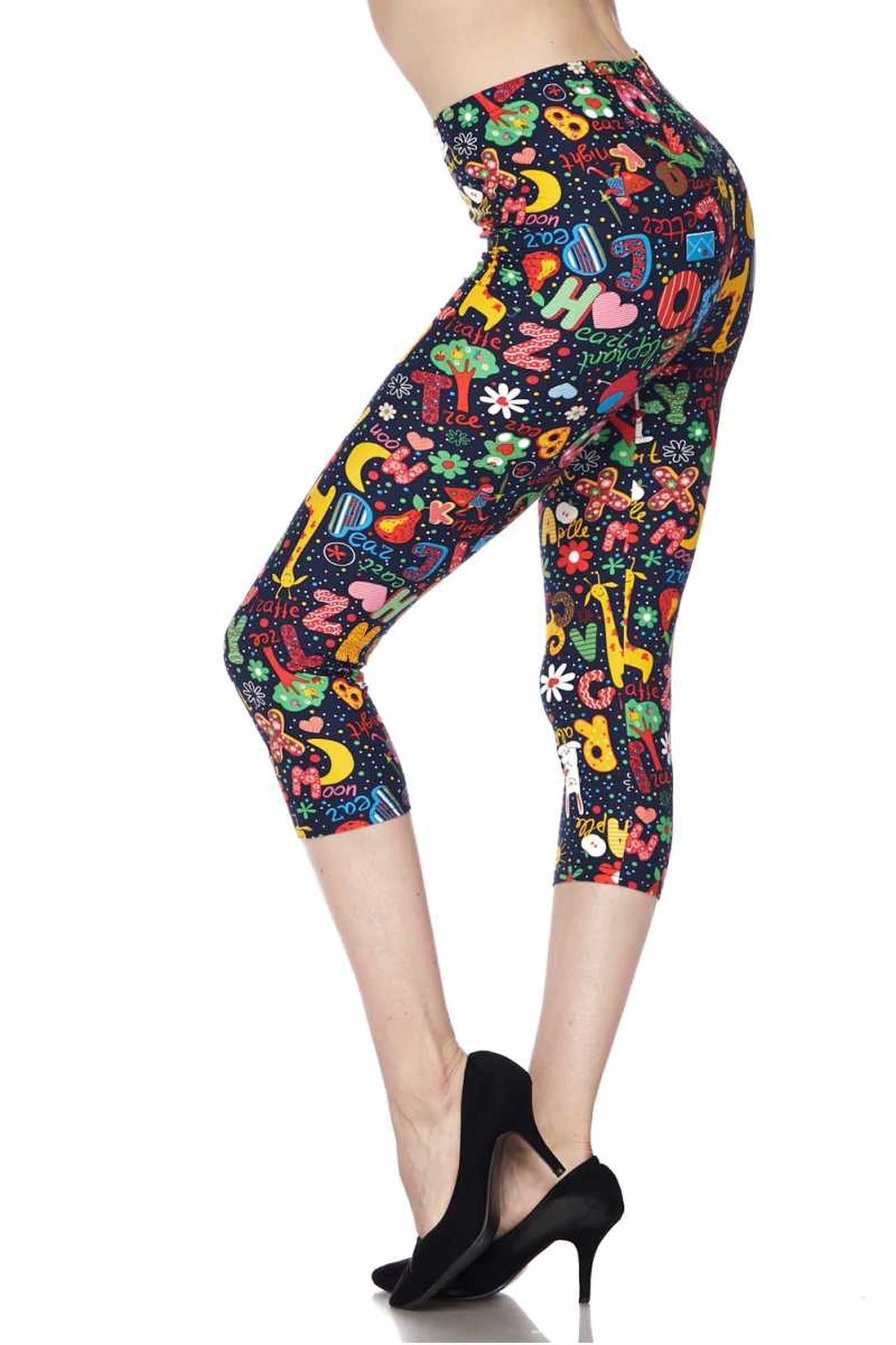 Wholesale Buttery Smooth Animal Letters Plus Size Capris