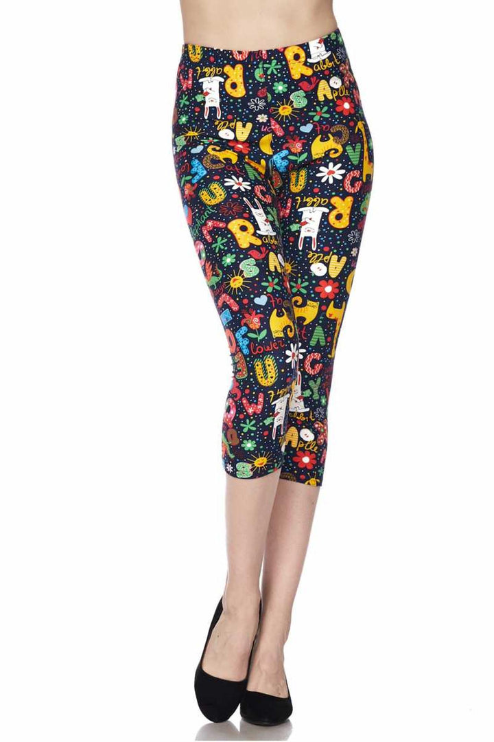 Wholesale Buttery Smooth Animal Letters Plus Size Capris