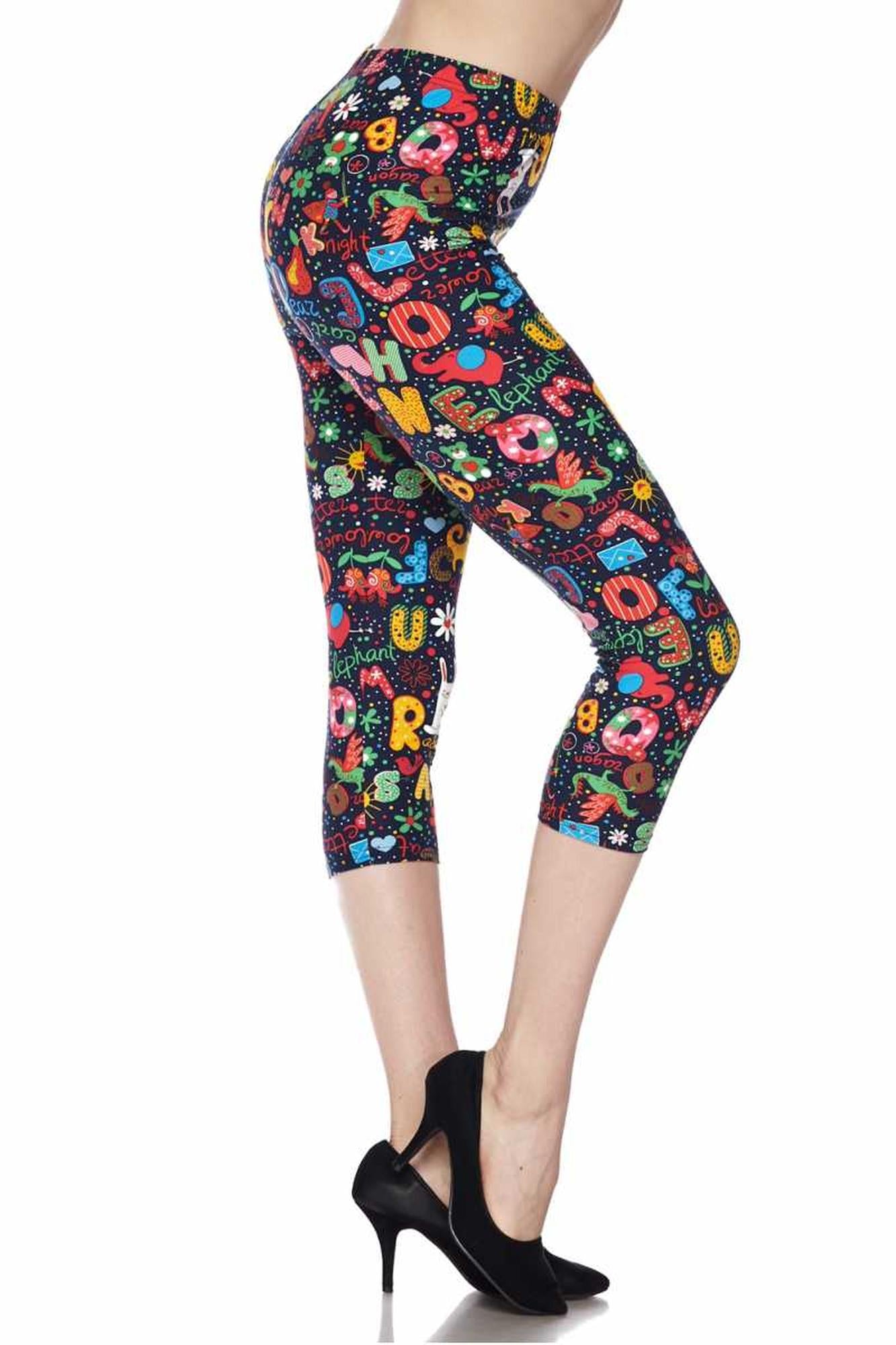 Wholesale Buttery Smooth Animal Letters Plus Size Capris
