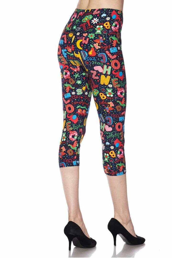 Wholesale Buttery Smooth Animal Letters Plus Size Capris