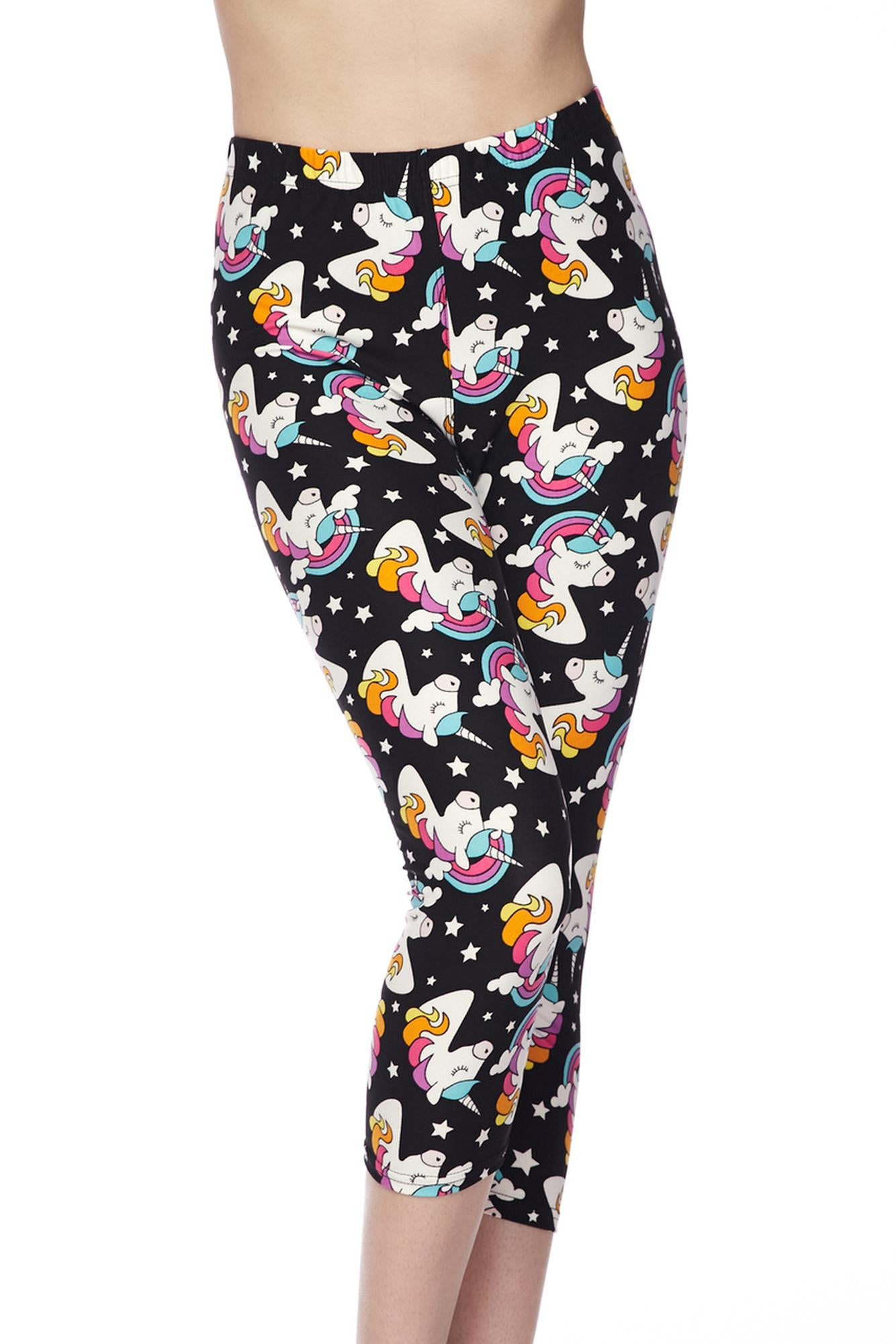 Wholesale Buttery Soft Dreaming Unicorns Plus Size Capris