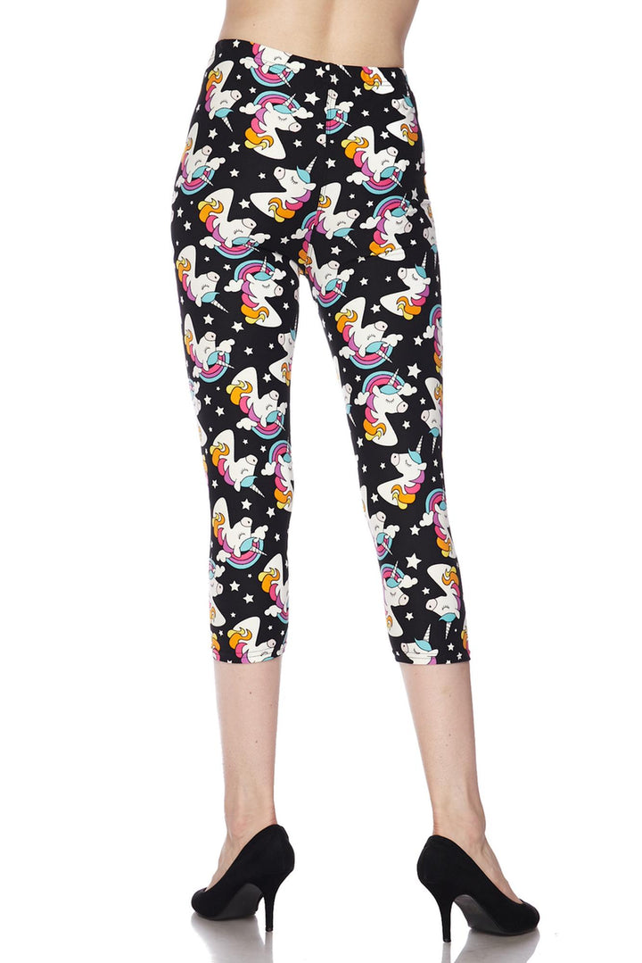 Wholesale Buttery Soft Dreaming Unicorns Plus Size Capris