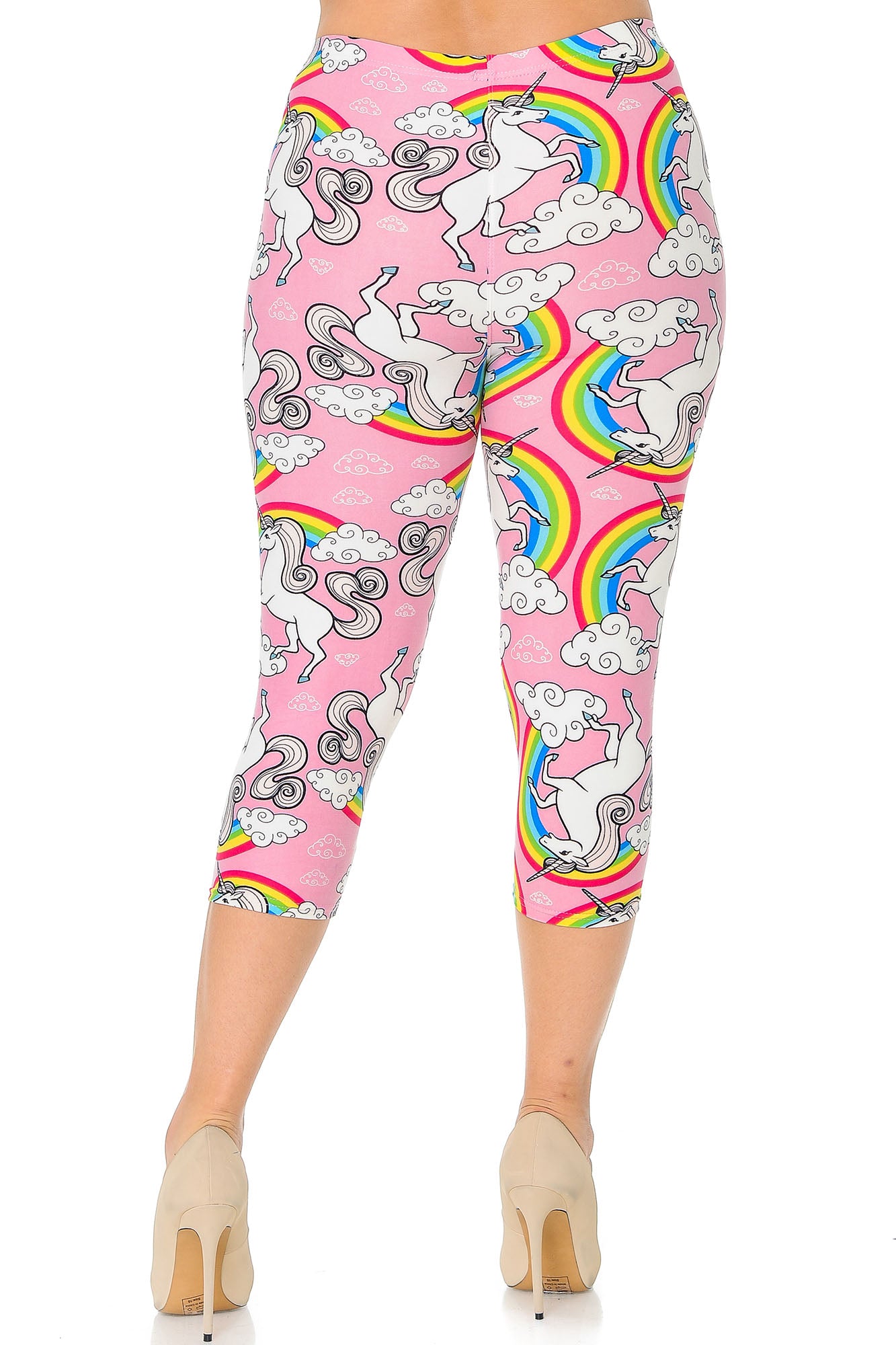 Wholesale Buttery Smooth Pink Rainbow Unicorn Plus Size Capris