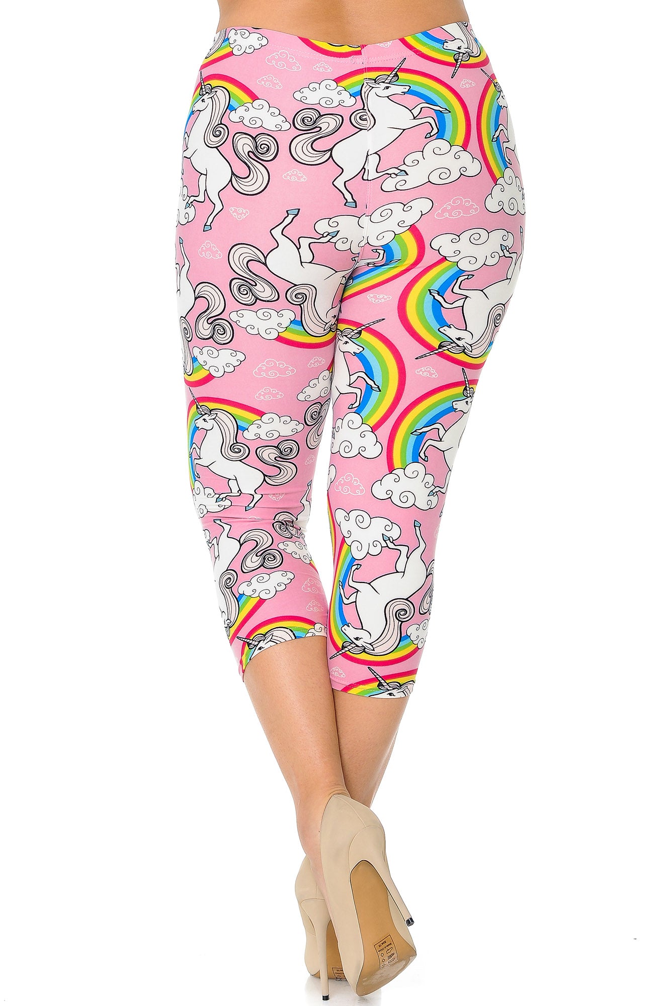 Wholesale Buttery Smooth Pink Rainbow Unicorn Plus Size Capris