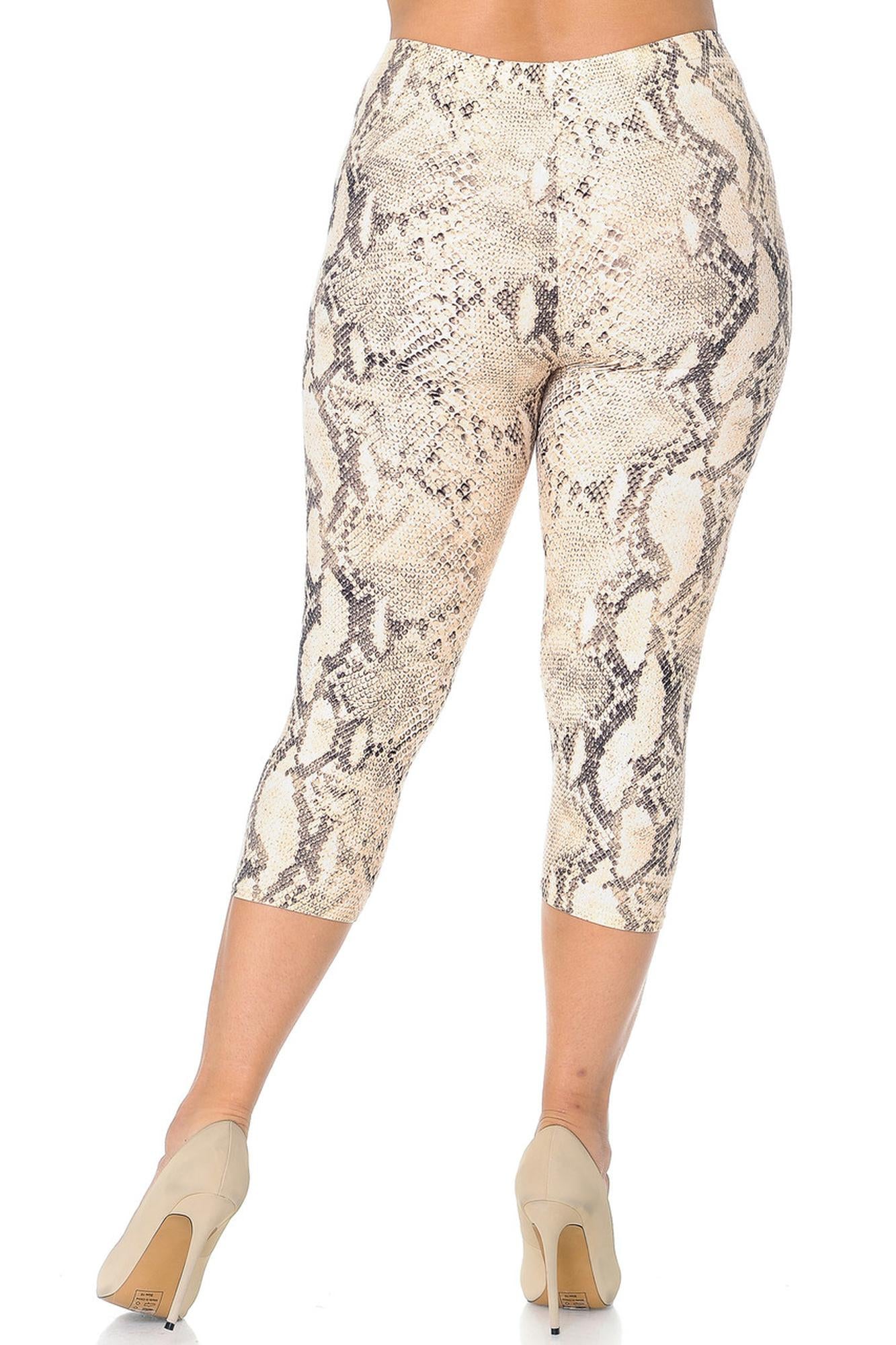 Wholesale Buttery Soft Cream Snakeskin Plus Size Capris