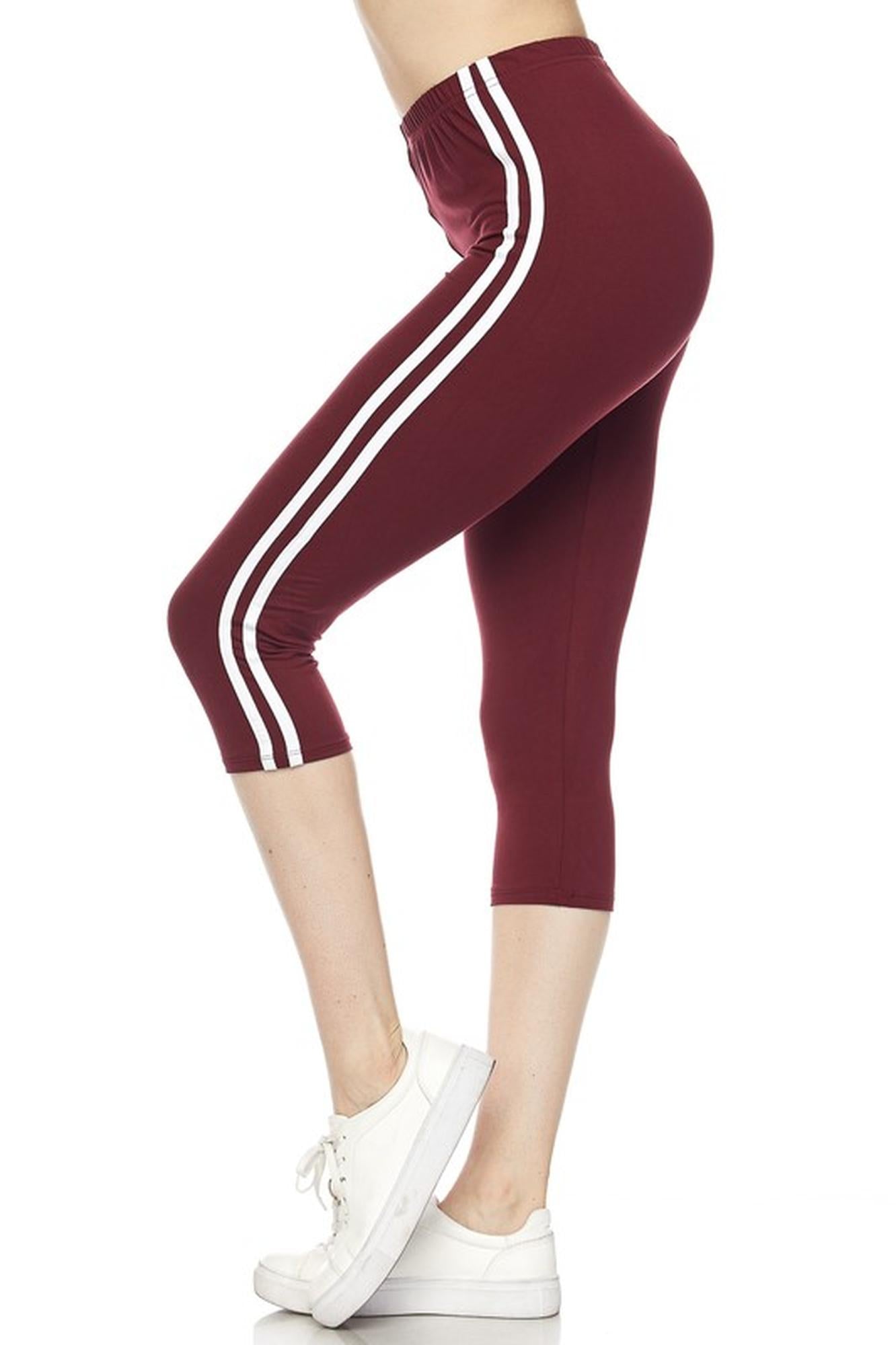 Wholesale Buttery Soft Sport Stripe Basic Capris