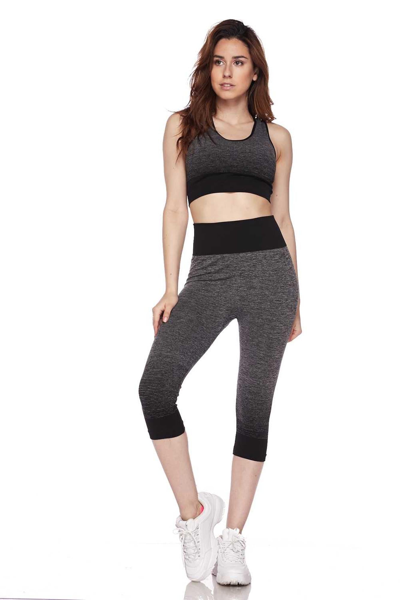 Wholesale Premium 2 Color Ombre Sport Bra and Capri Set