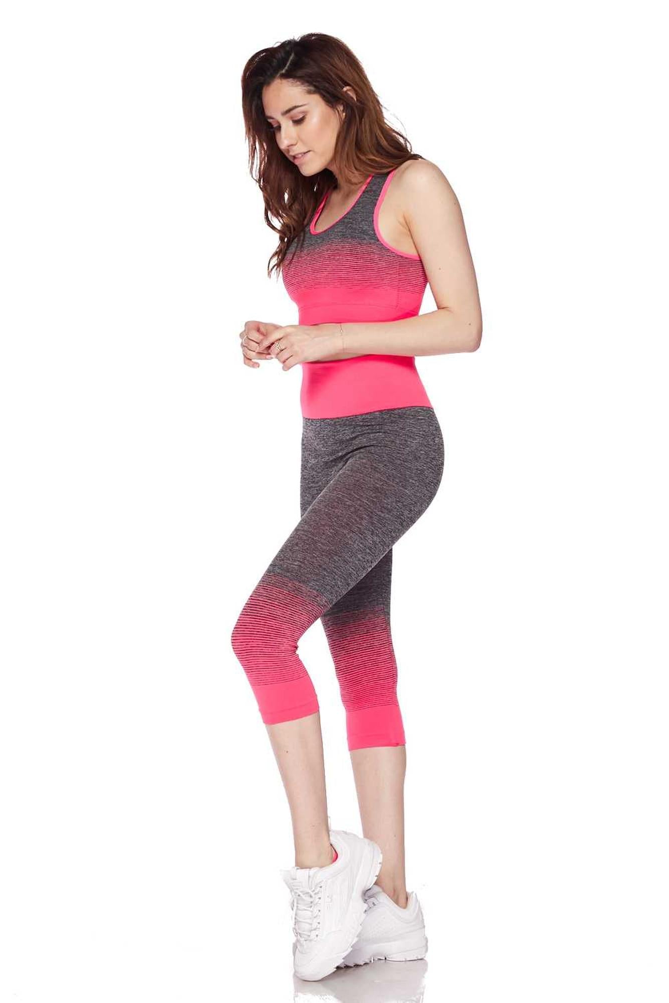 Wholesale Premium 2 Color Ombre Sport Bra and Capri Set
