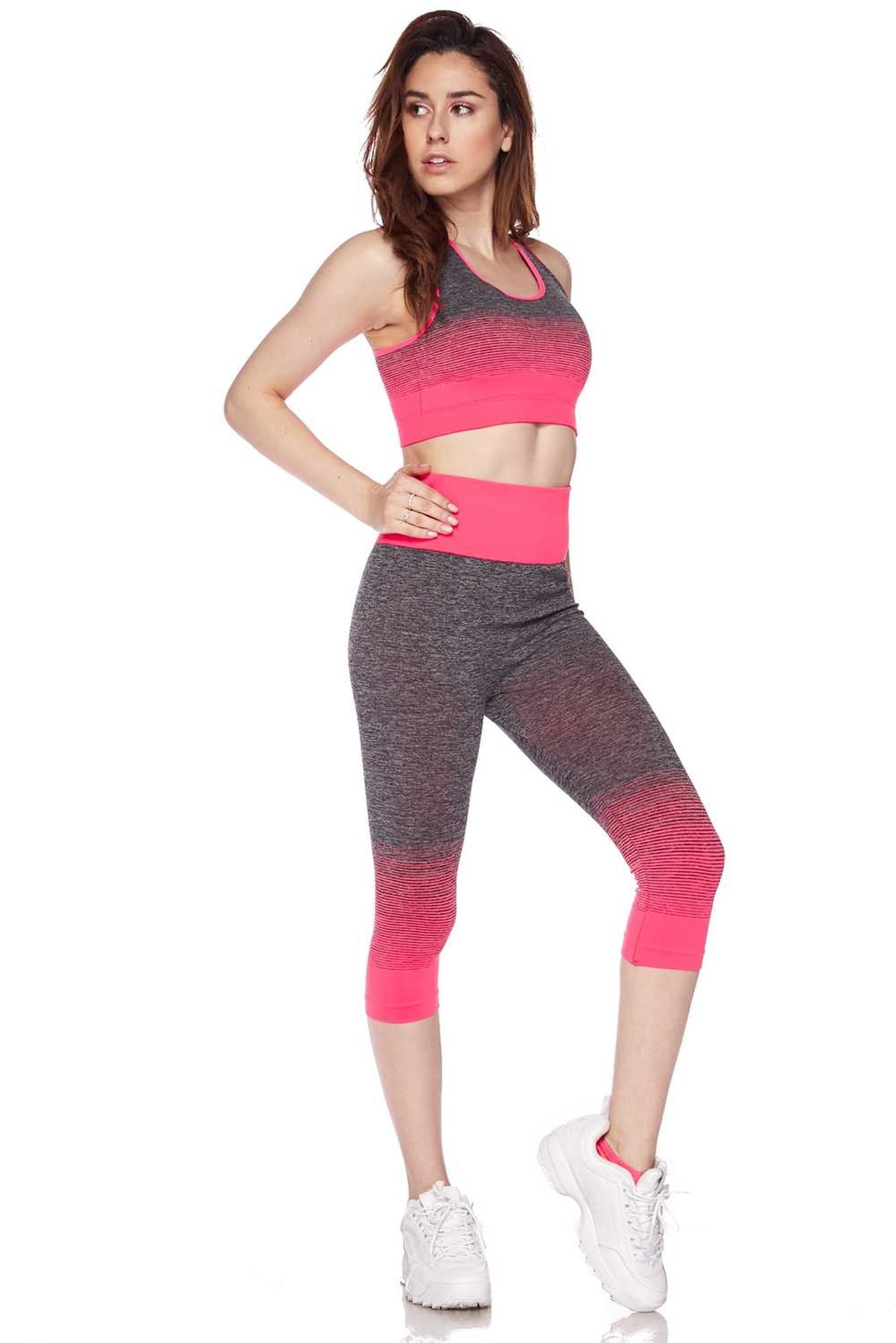 Wholesale Premium 2 Color Ombre Sport Bra and Capri Set