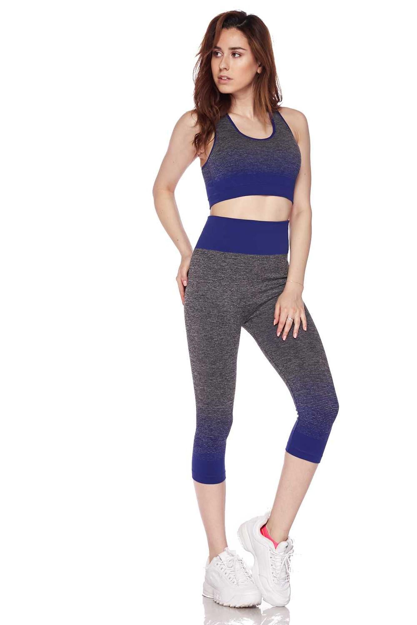Wholesale Premium 2 Color Ombre Sport Bra and Capri Set
