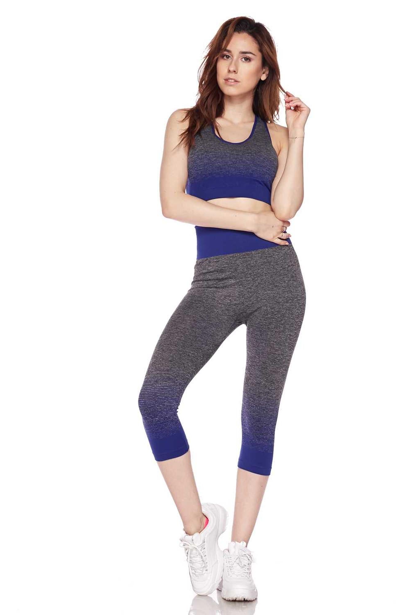 Wholesale Premium 2 Color Ombre Sport Bra and Capri Set