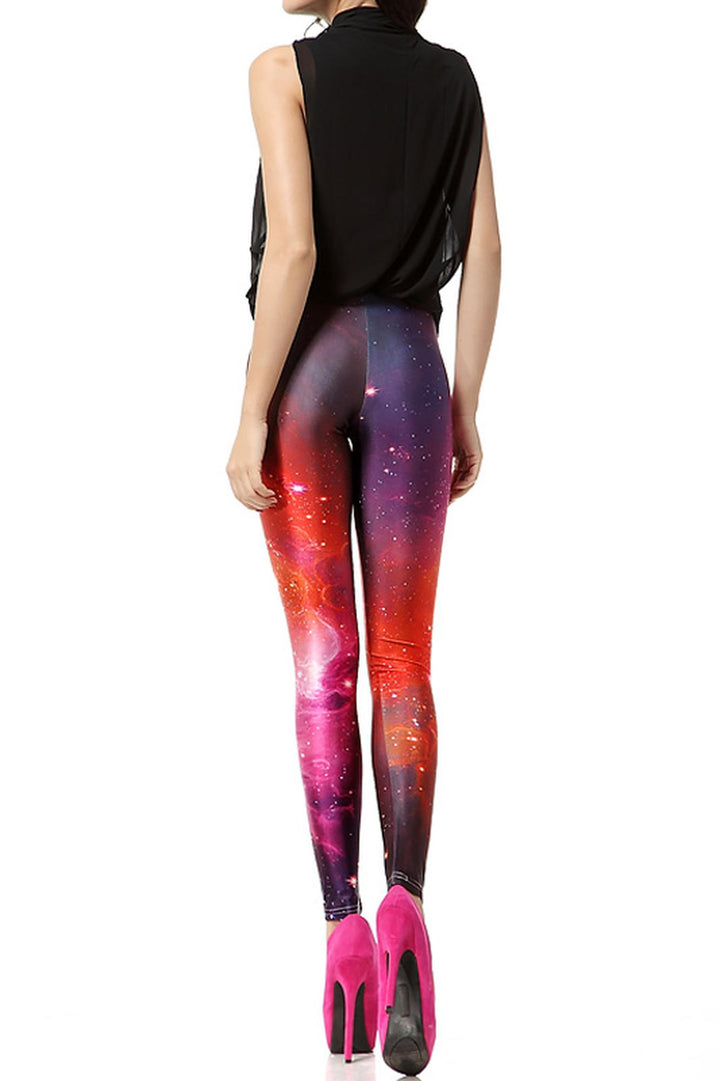Wholesale Graphic Print Ruby Color Blast Cosmos Leggings