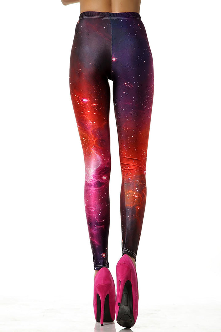 Wholesale Graphic Print Ruby Color Blast Cosmos Leggings
