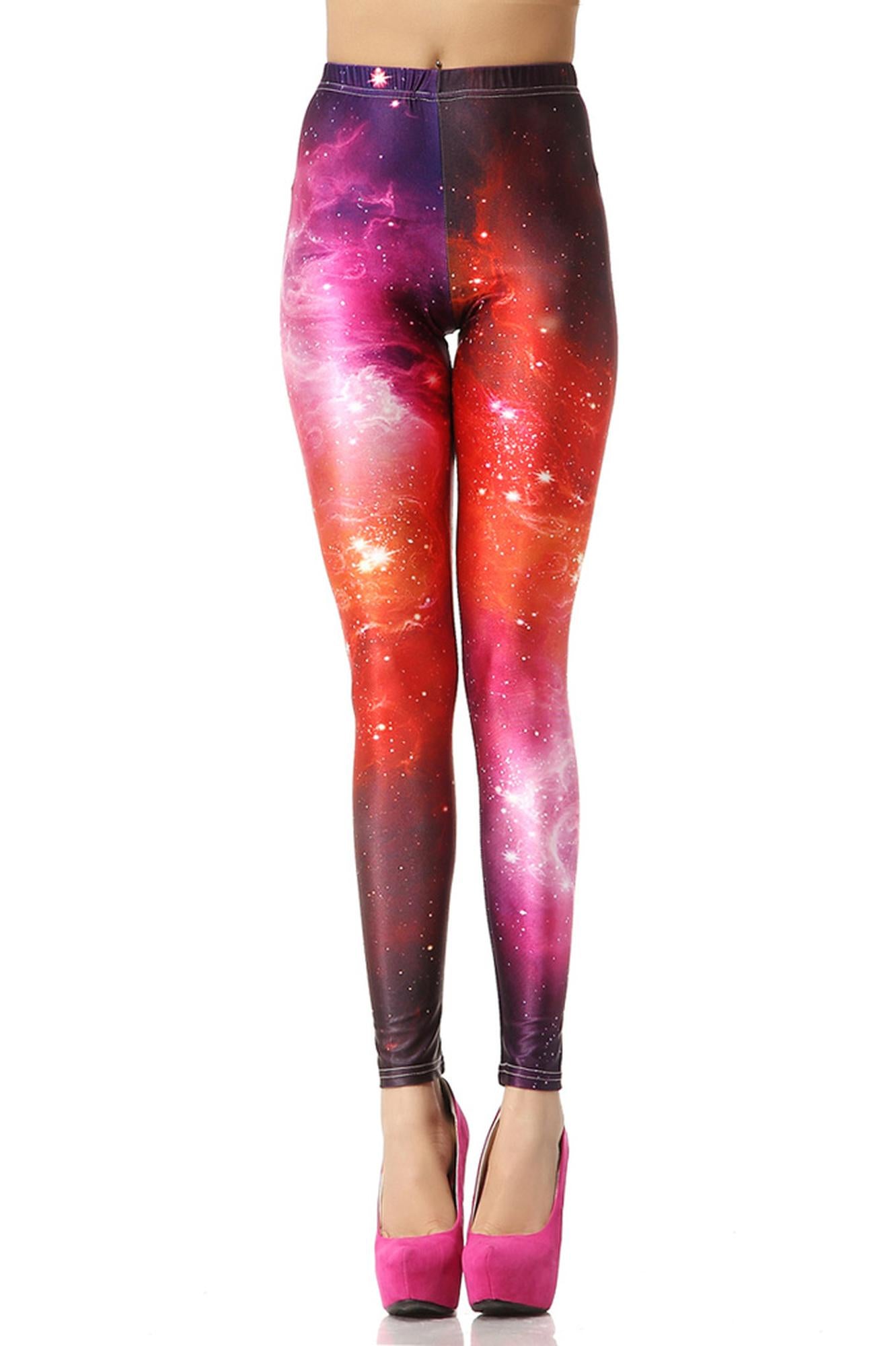Wholesale Graphic Print Ruby Color Blast Cosmos Leggings