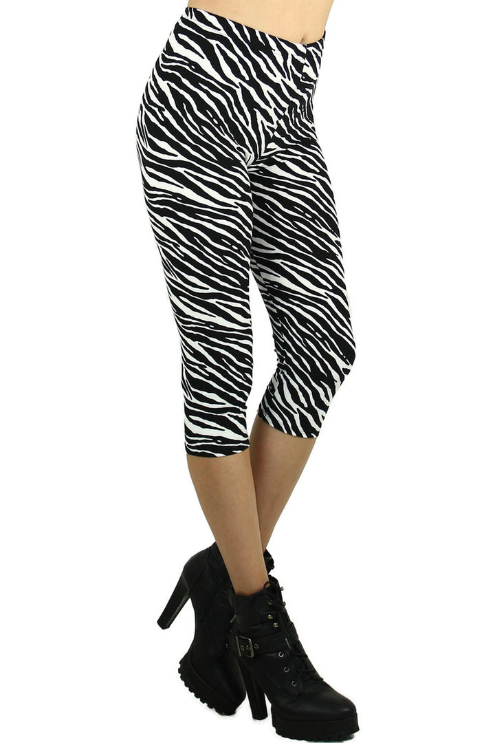Wholesale Buttery Soft Zebra Print Capris