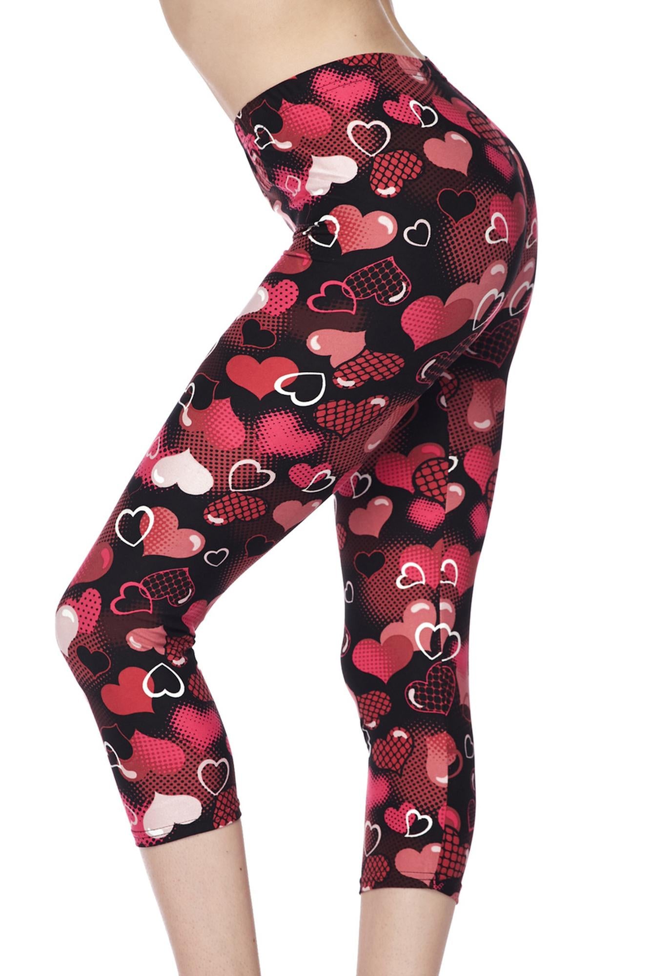 Wholesale Buttery Soft Cute Cartoon Hearts Capris