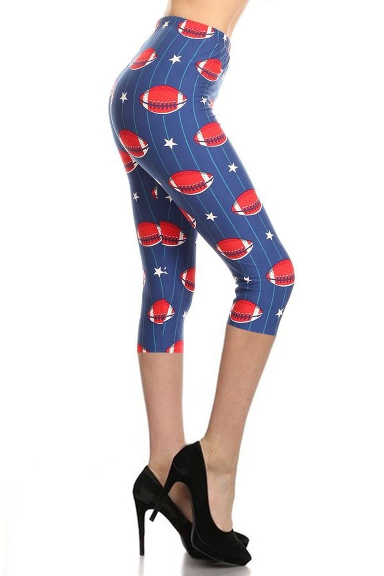 Wholesale Buttery Soft Football Plus Size Capris - LIMITED EDITION