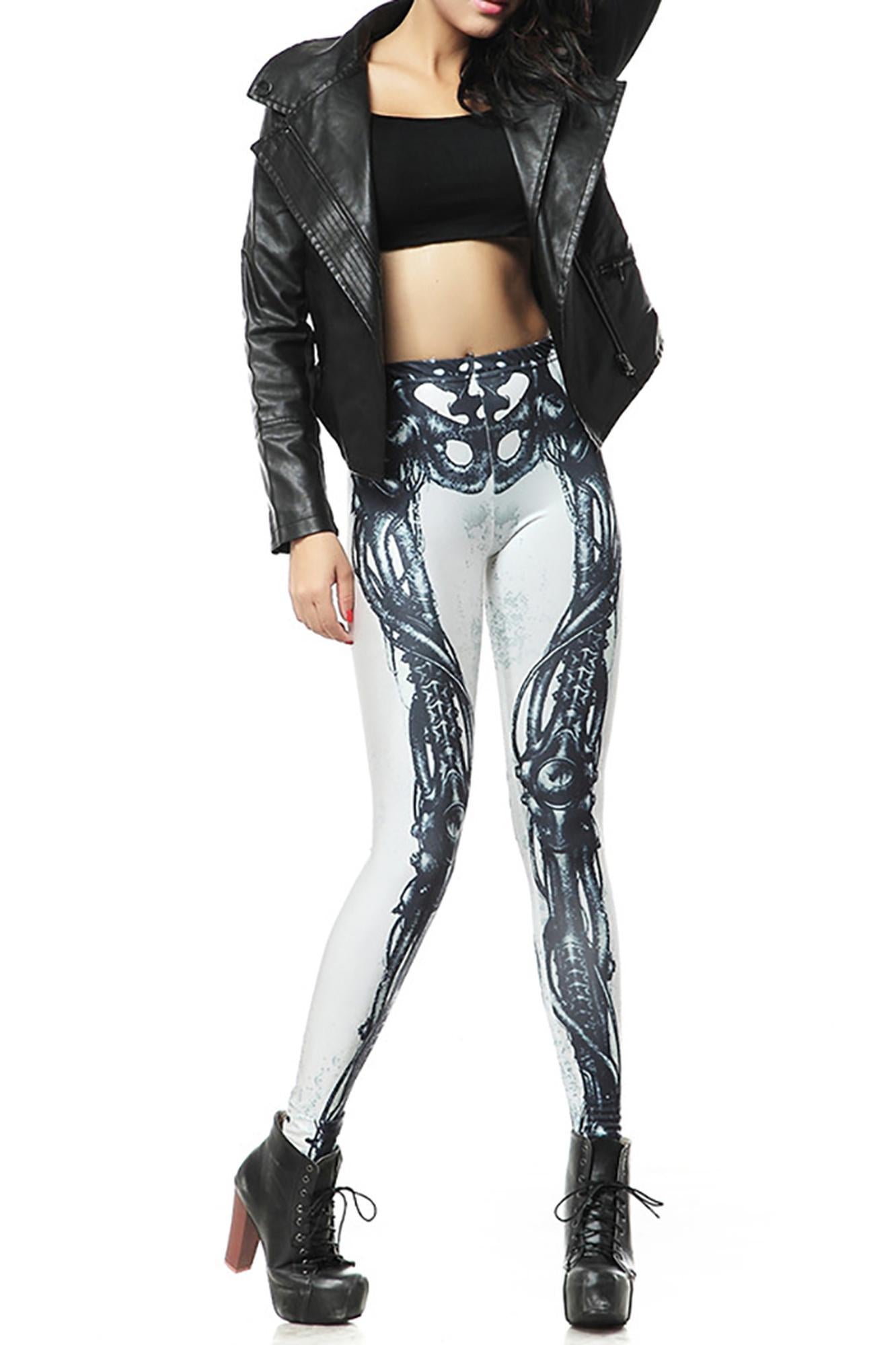 Wholesale Premium Graphic White Steampunk Skeleton Leggings