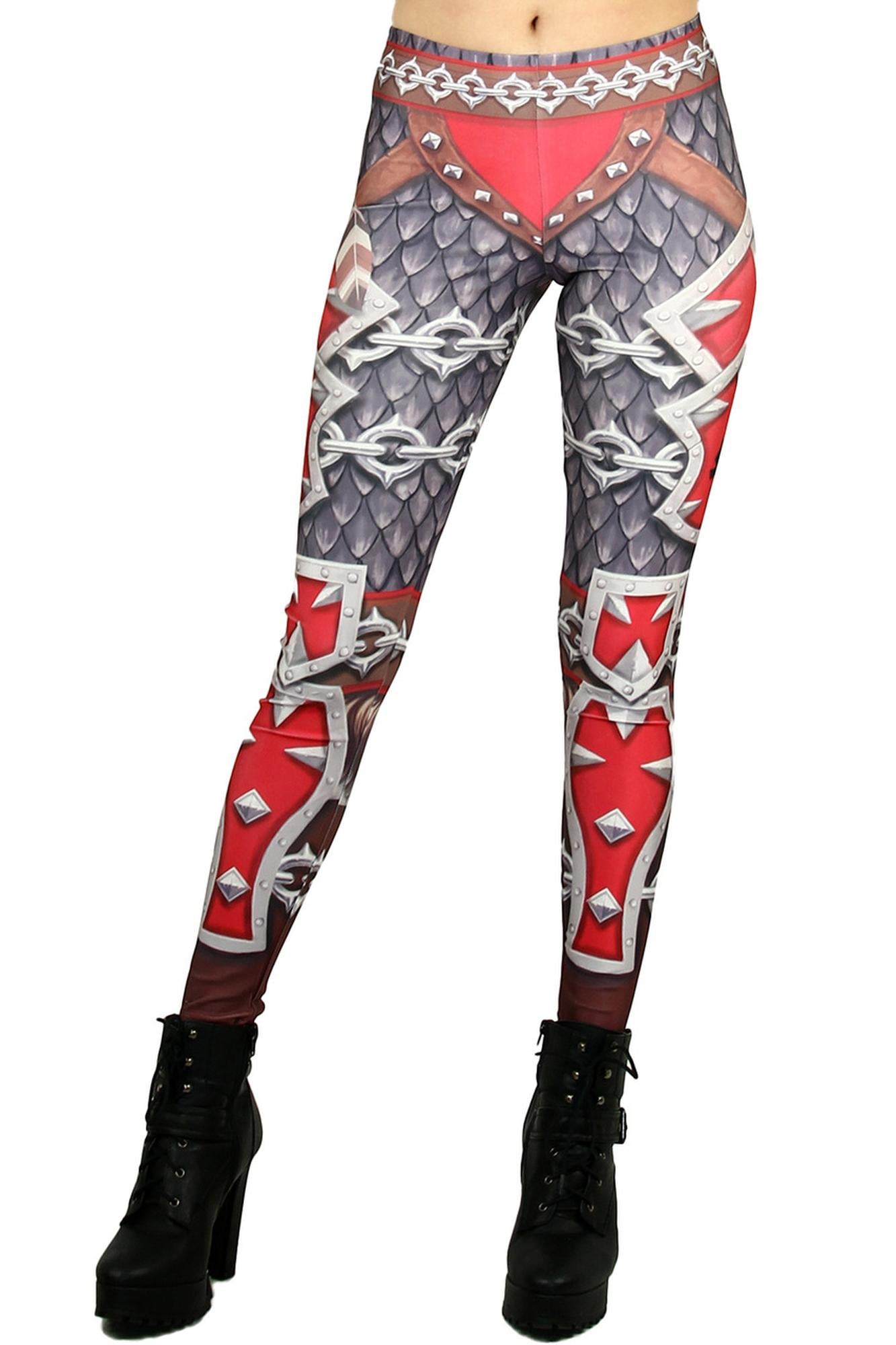 Wholesale Graphic Print Red Steel Armor Leggings