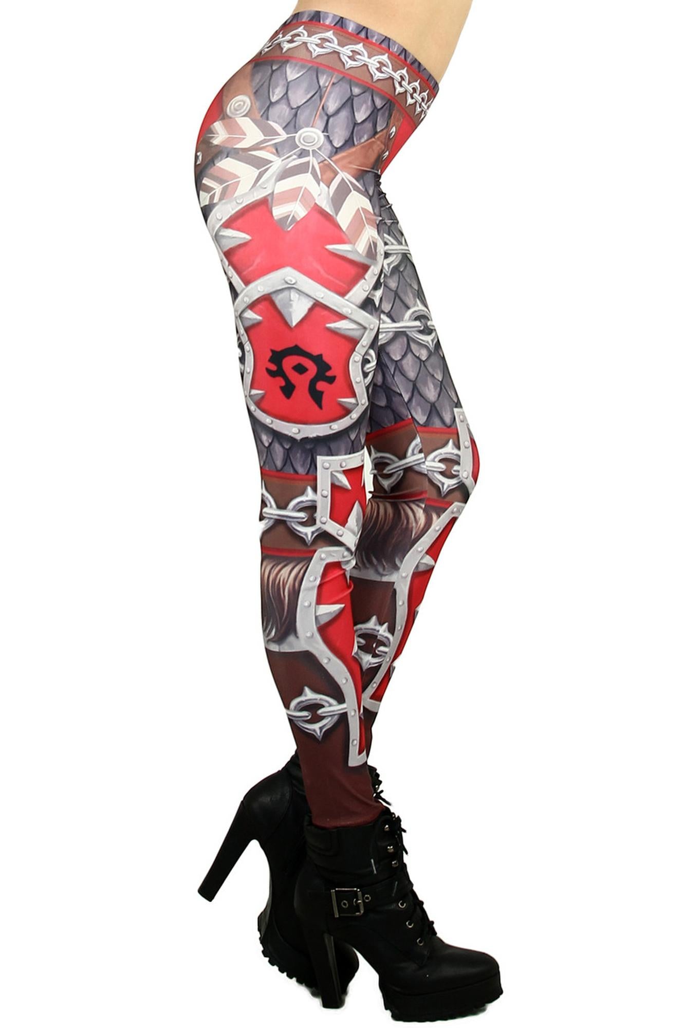Wholesale Graphic Print Red Steel Armor Leggings