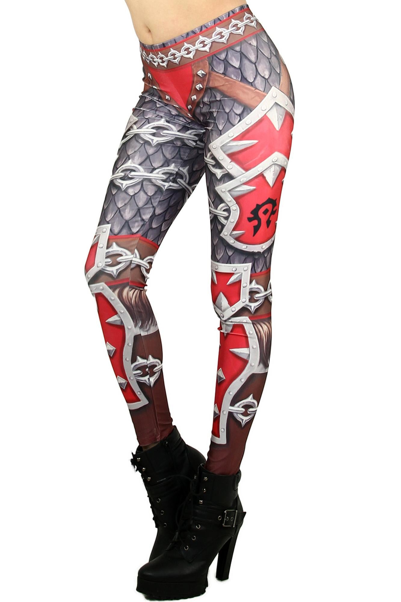 Wholesale Graphic Print Red Steel Armor Leggings