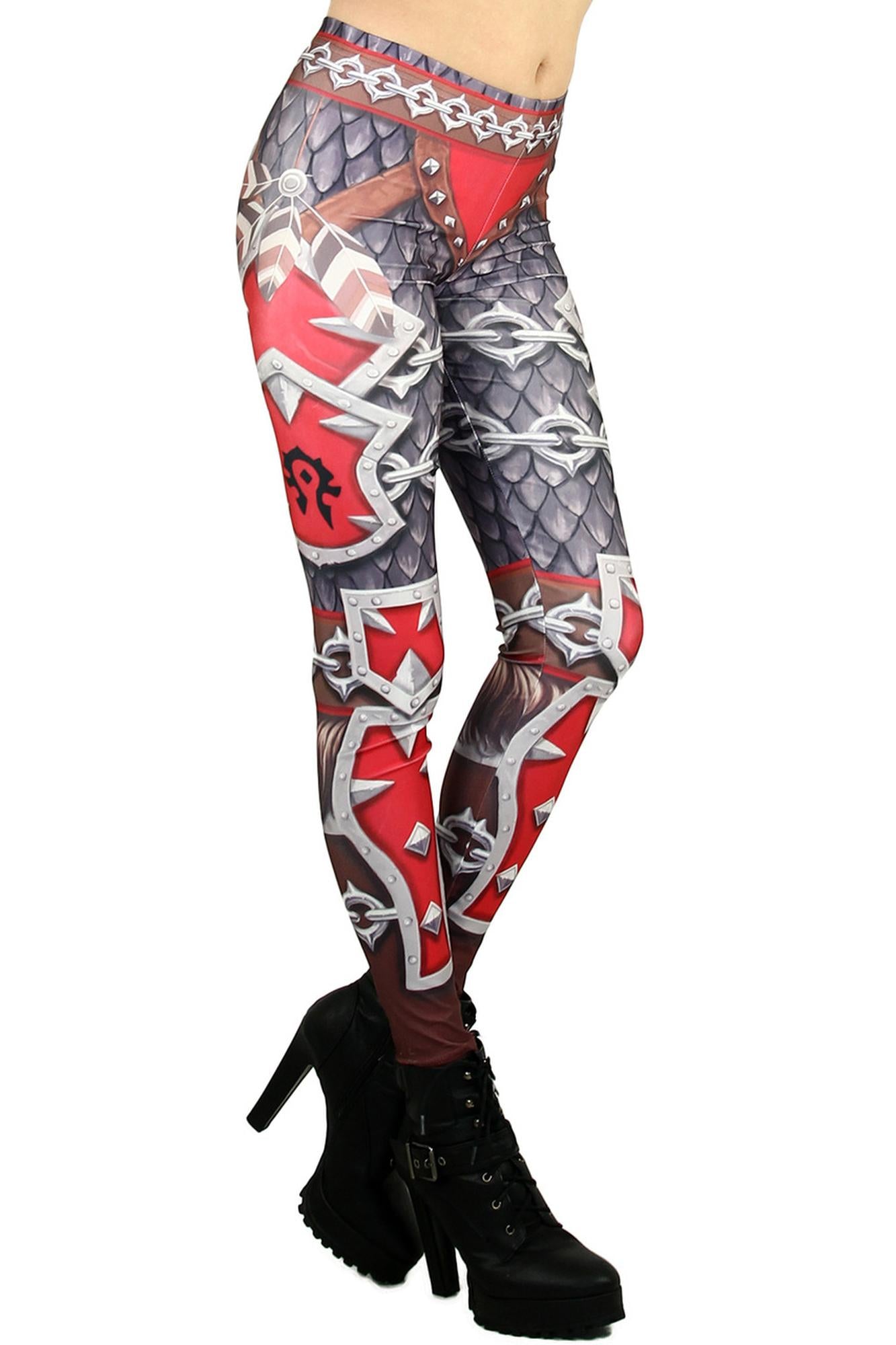 Wholesale Graphic Print Red Steel Armor Leggings