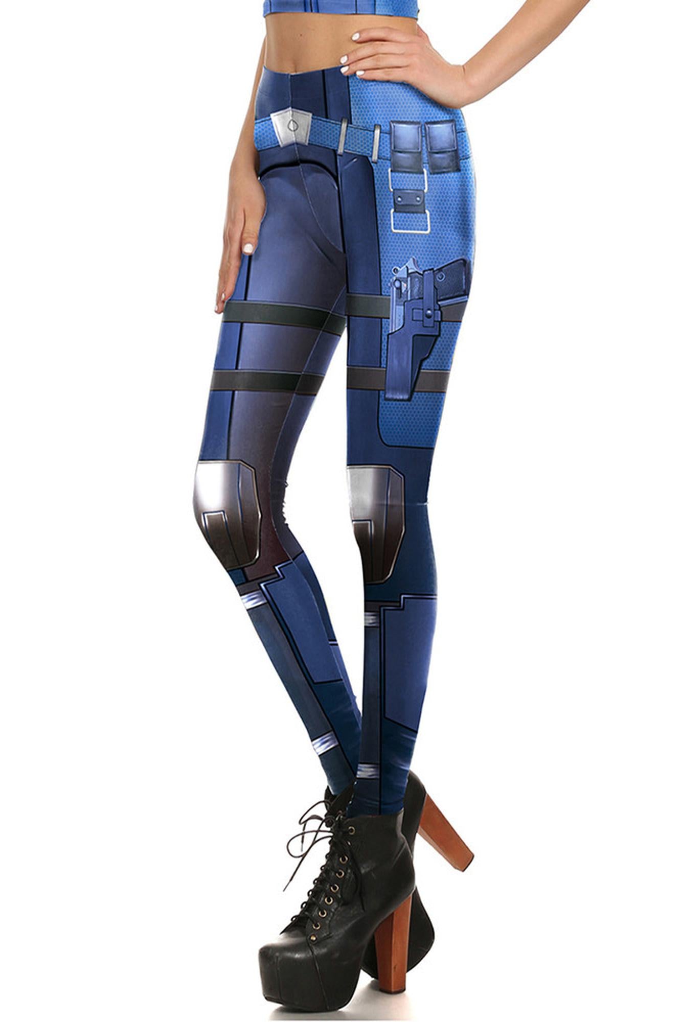 Wholesale Premium Graphic Blue Cyber Armor Leggings