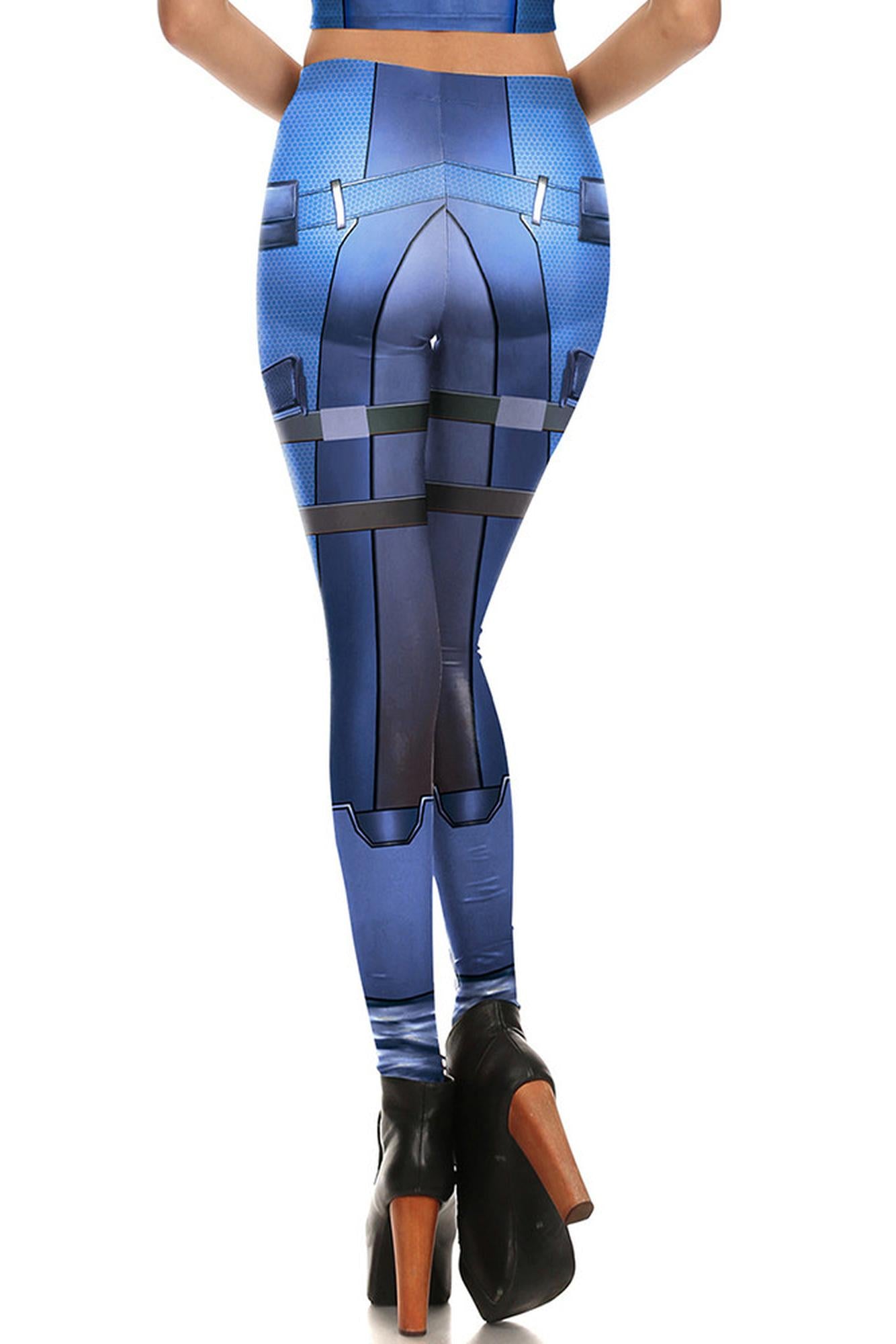 Wholesale Premium Graphic Blue Cyber Armor Leggings