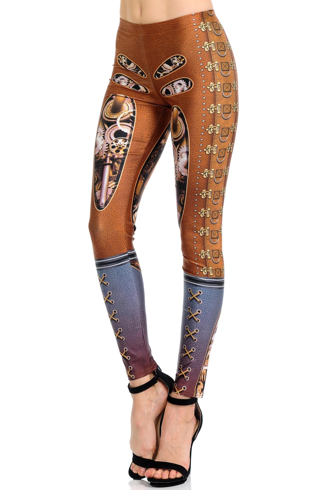 Wholesale Premium Graphic Print Bionic Steampunk Leggings
