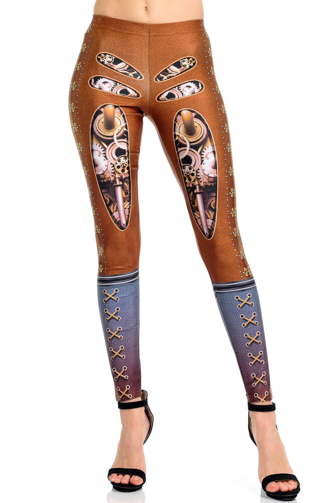 Wholesale Premium Graphic Print Bionic Steampunk Leggings