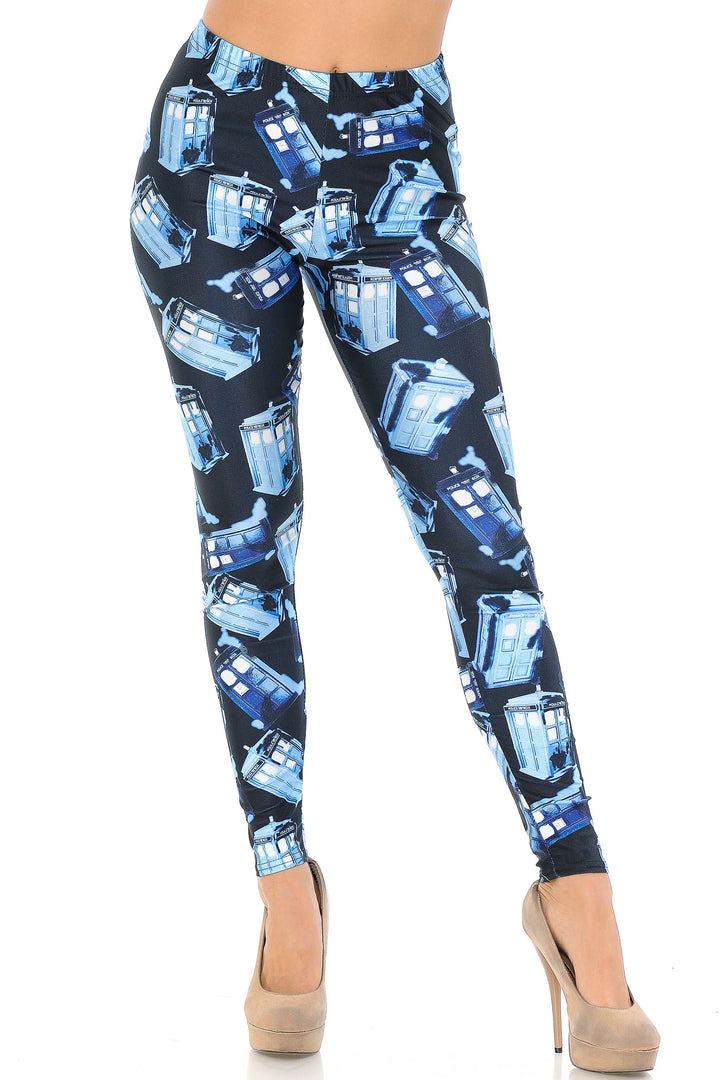 Wholesale Graphic British Police Call Box Leggings