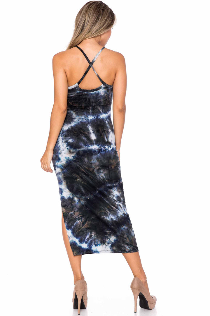Wholesale Buttery Smooth X Back Side Slit Tie Dye Summer Dress