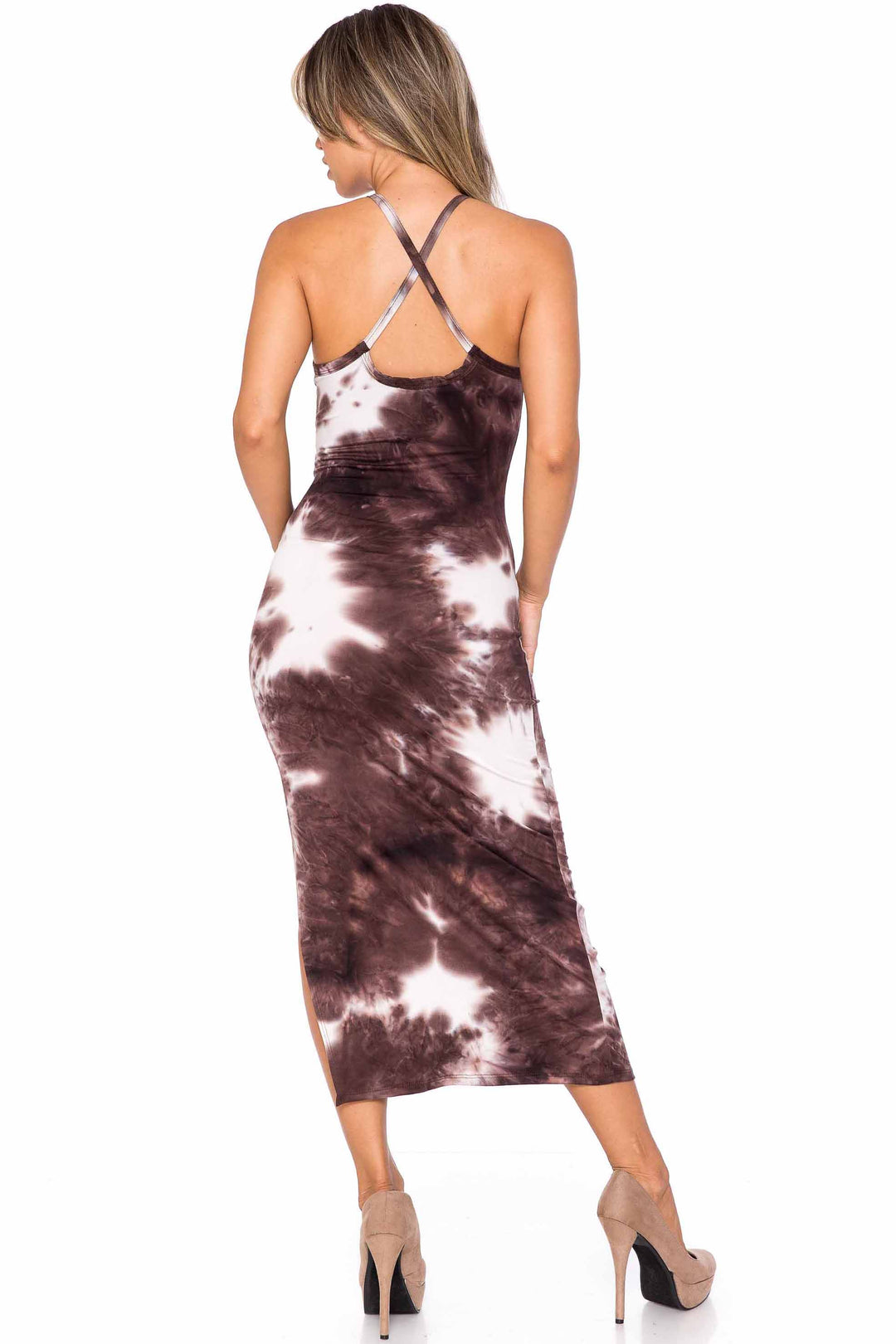 Wholesale Buttery Smooth X Back Side Slit Tie Dye Summer Dress