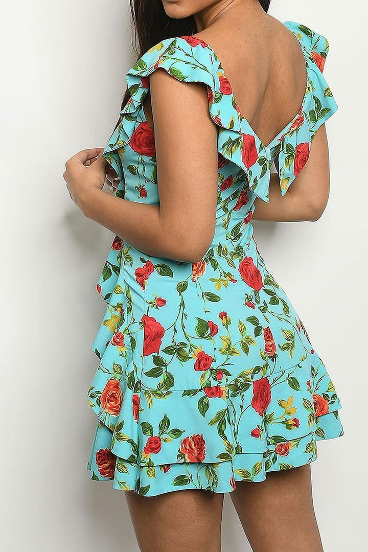 Wholesale Ruffles and Roses Flounce Mini Dress