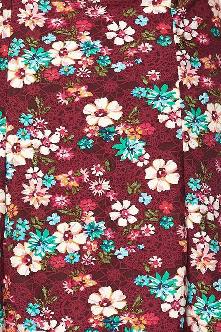 Wholesale Buttery Smooth Burgundy Daisy Fit and Flare Dress