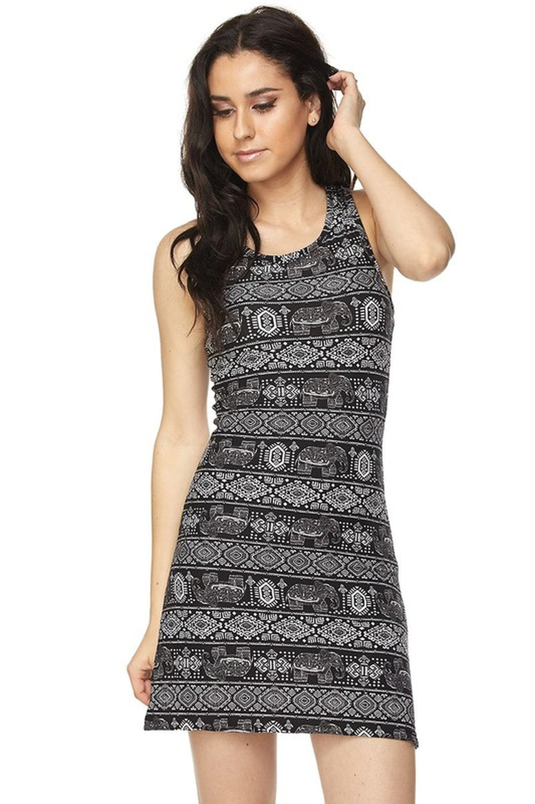 Wholesale Buttery Smooth Tribal Elephant Cross Back Dress