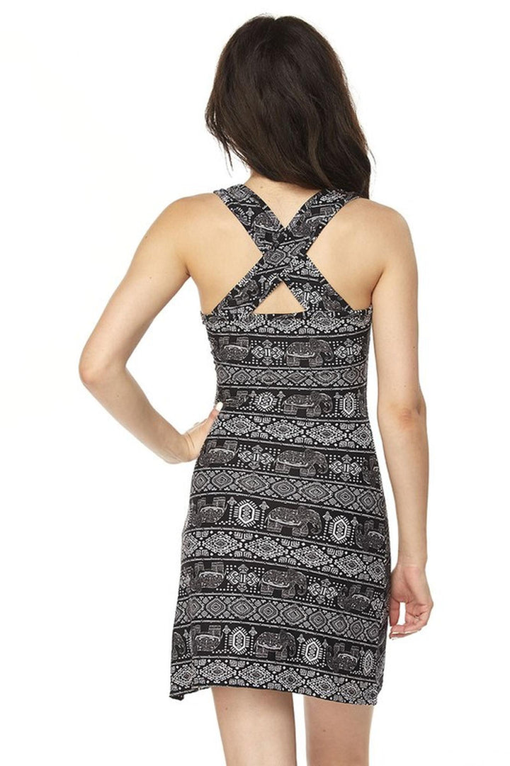 Wholesale Buttery Smooth Tribal Elephant Cross Back Dress
