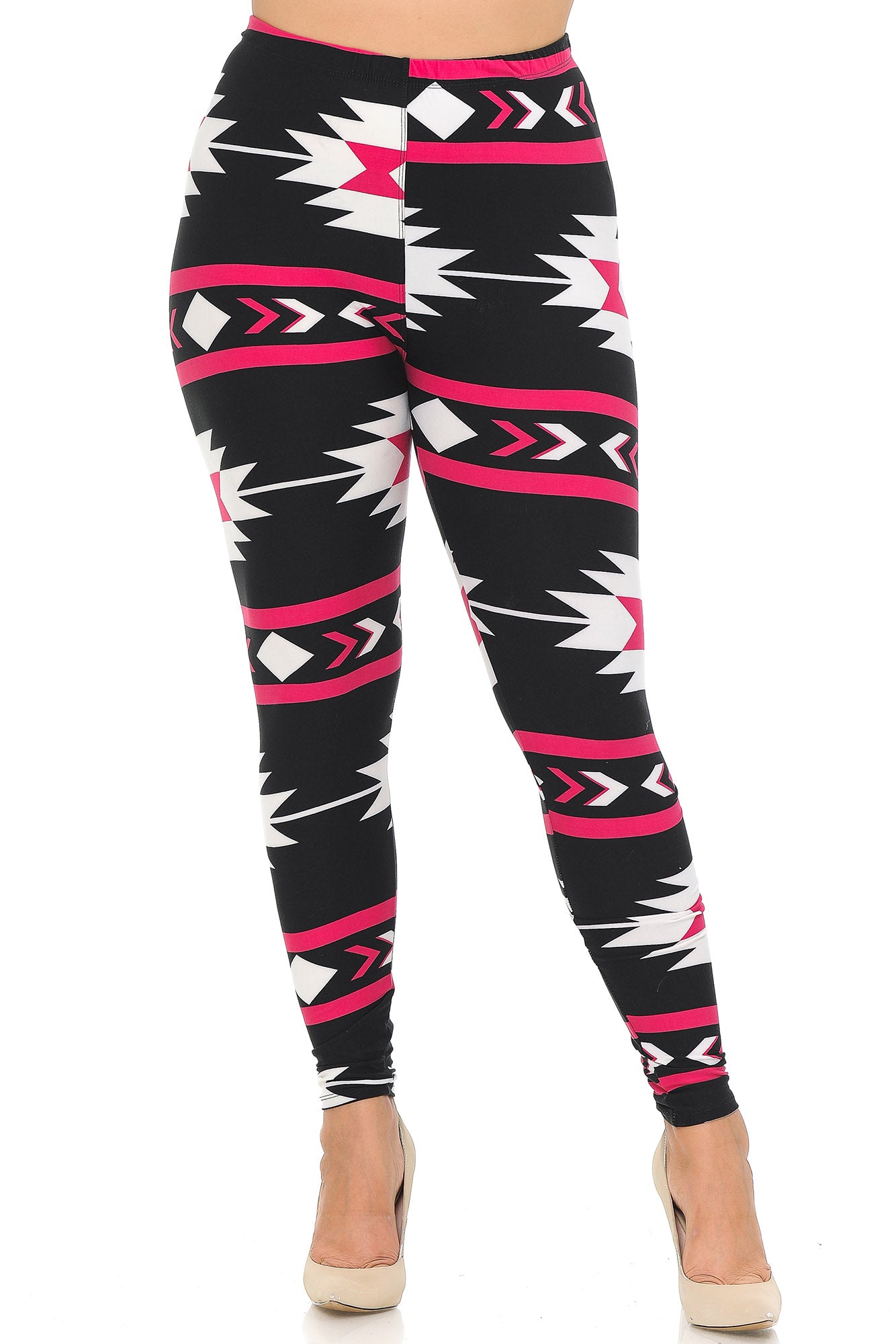 Wholesale Buttery Smooth Magenta Aztec Tribal Extra Plus Size Leggings - 3X-5X