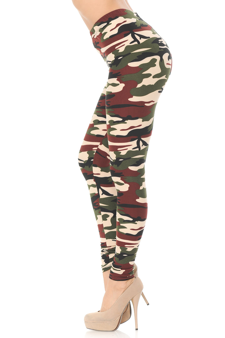 Wholesale Buttery Smooth Cozy Camouflage Extra Plus Size Leggings - 3X-5X