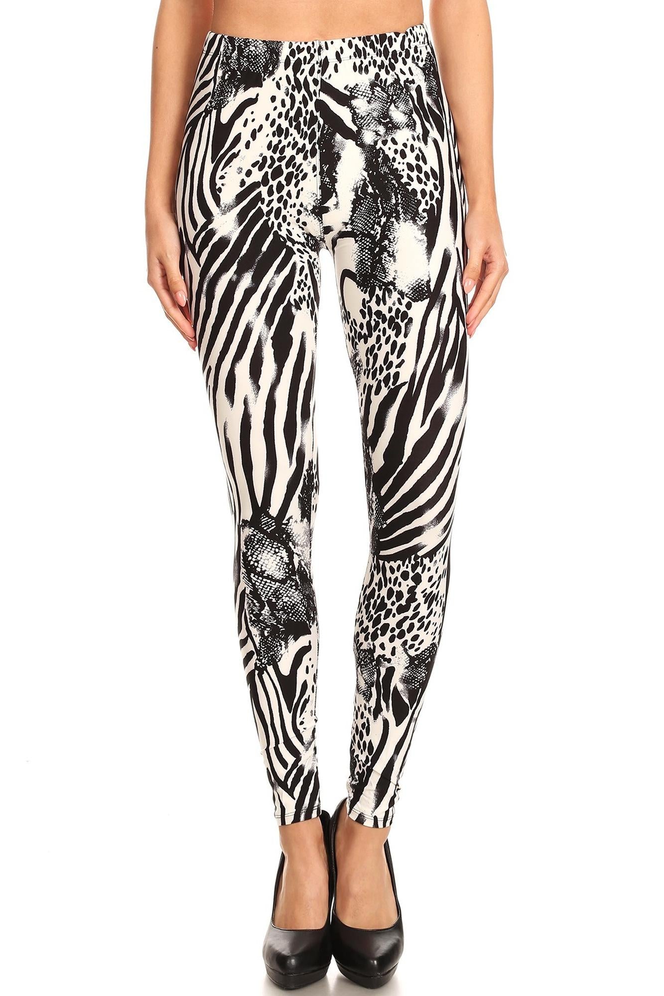Wholesale Buttery Smooth Wild Safari Extra Plus Size Leggings - 3X-5X