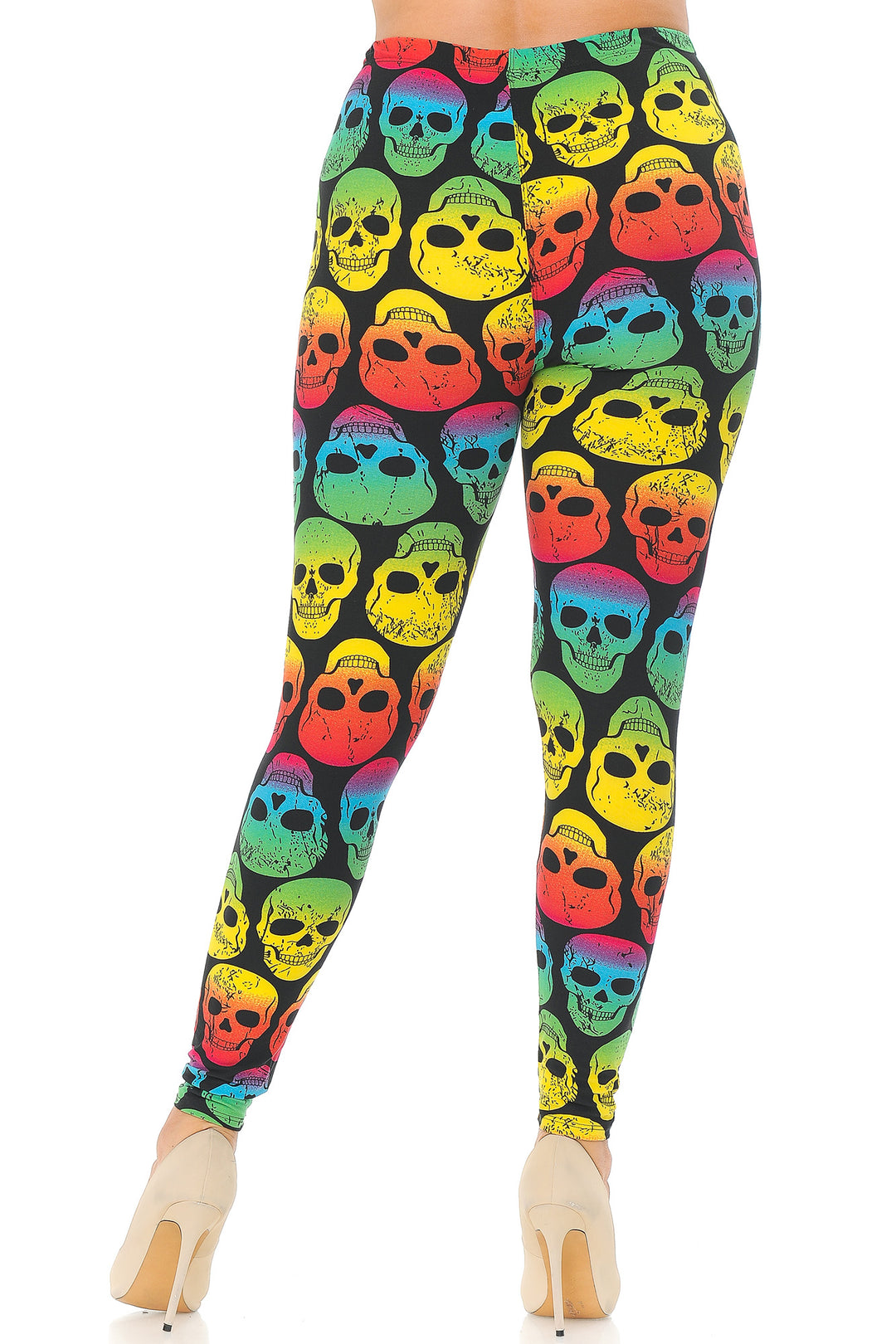 Wholesale Buttery Smooth Rainbow Skull Extra Plus Size Leggings - 3X-5X
