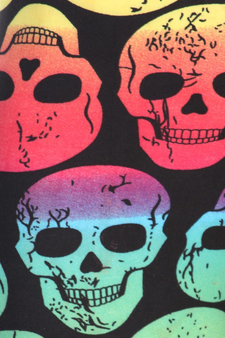 Wholesale Buttery Smooth Rainbow Skull Extra Plus Size Leggings - 3X-5X