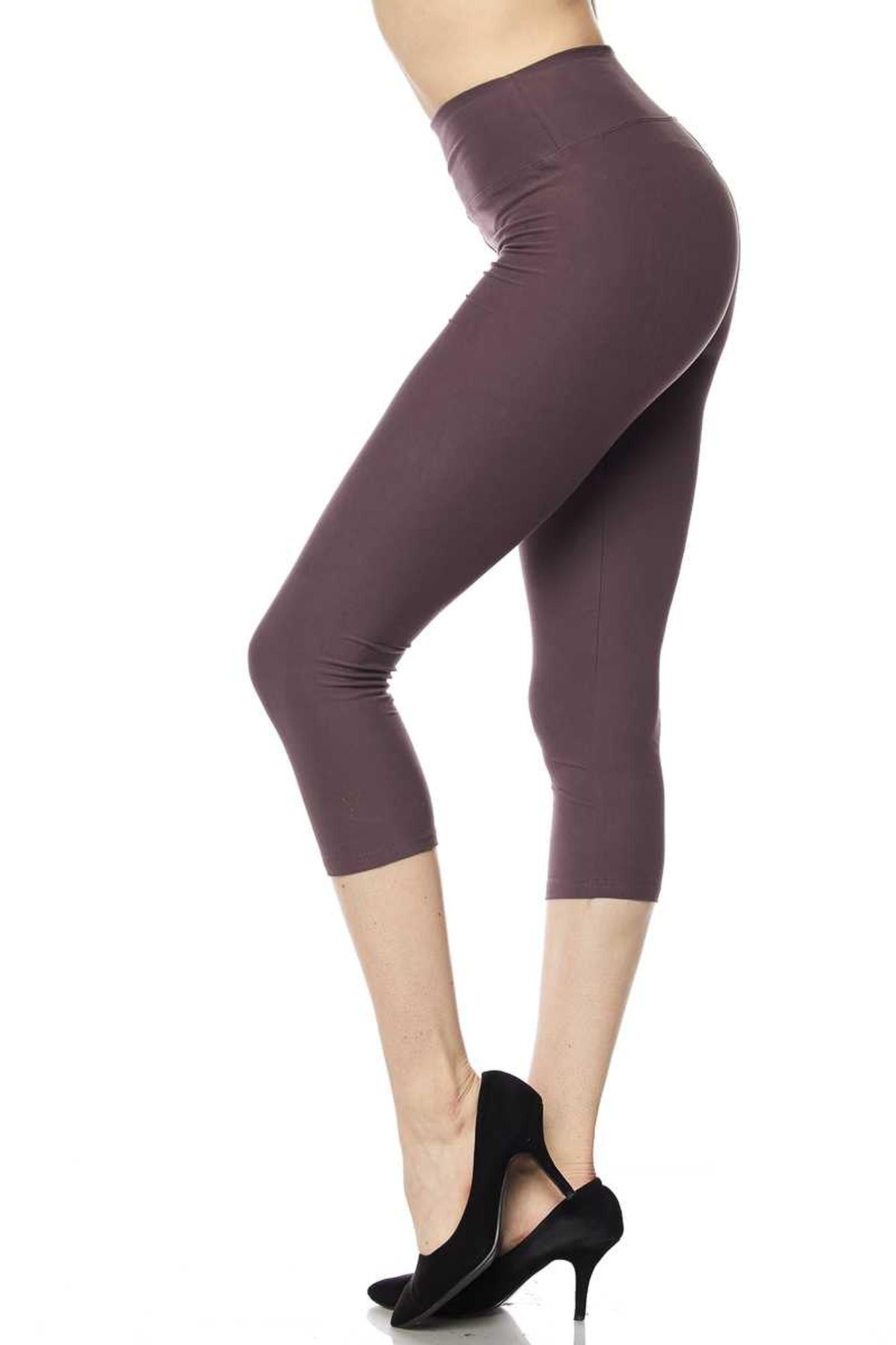 Wholesale Buttery Smooth Basic Solid High Waisted Extra Plus Size Capris - 3 Inch - 3X-5X  - New Mix