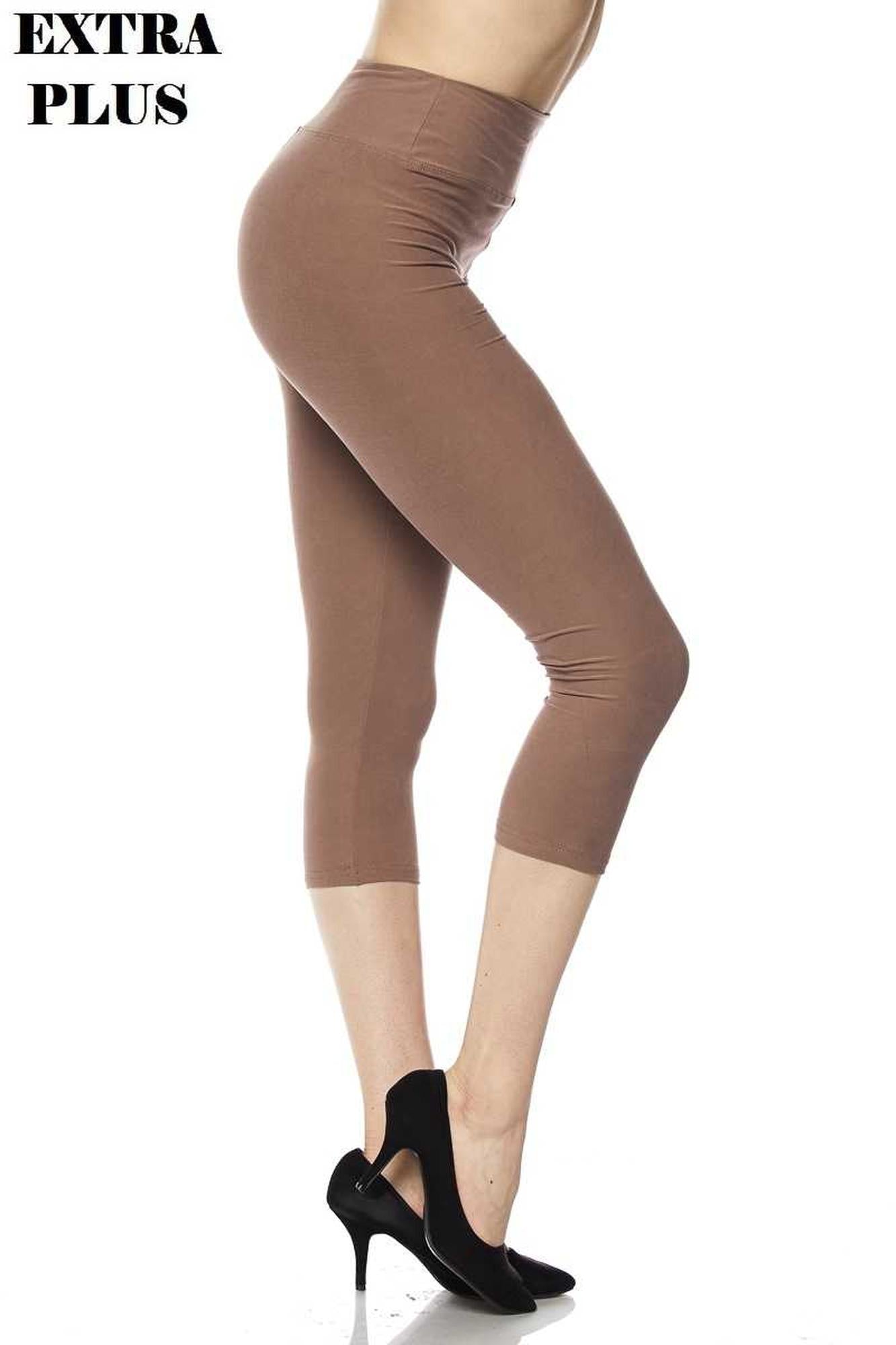 Wholesale Buttery Smooth Basic Solid High Waisted Extra Plus Size Capris - 3 Inch - 3X-5X  - New Mix