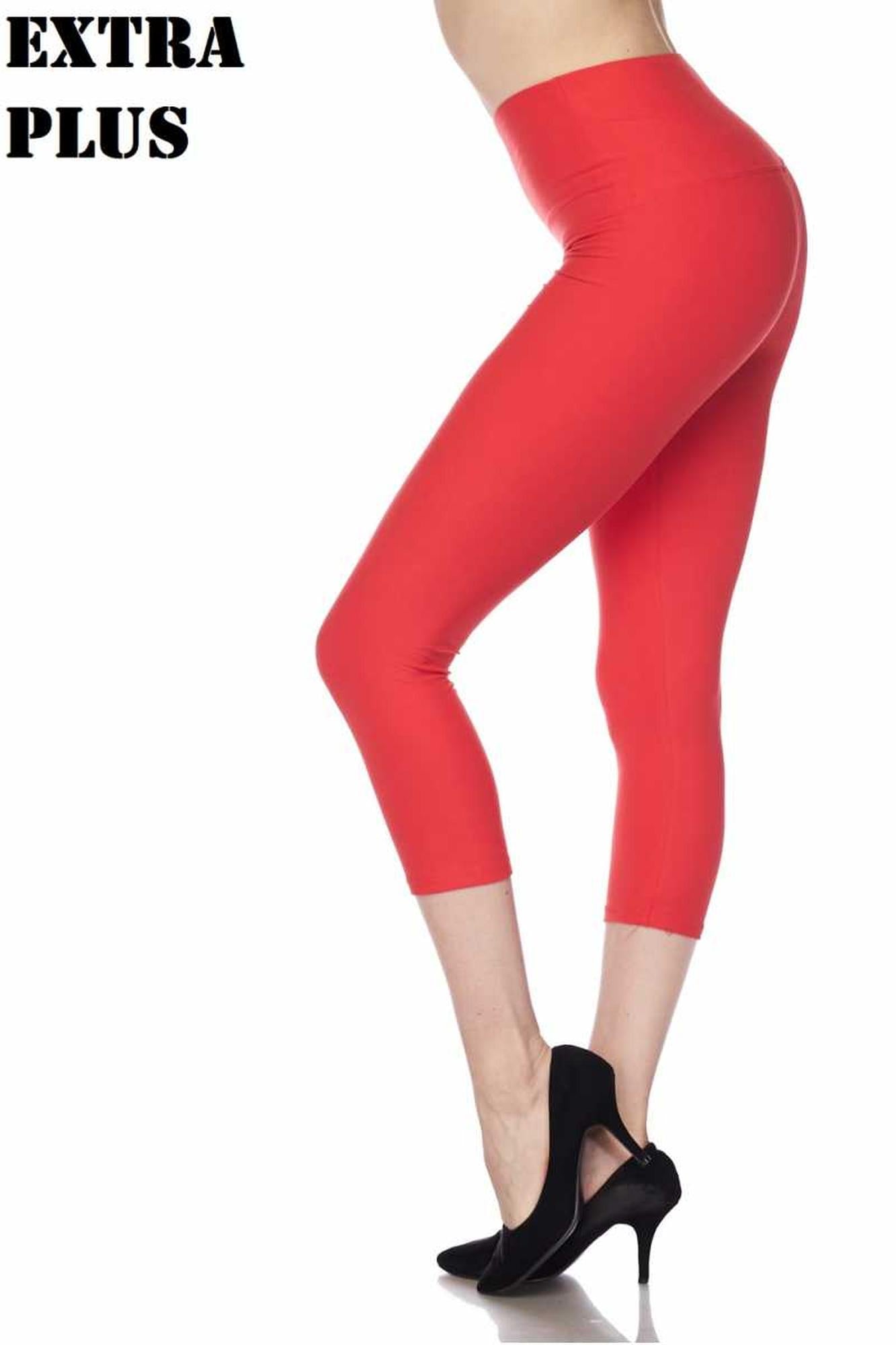 Wholesale Buttery Smooth Basic Solid High Waisted Extra Plus Size Capris - 5 Inch - 3X-5X - New Mix