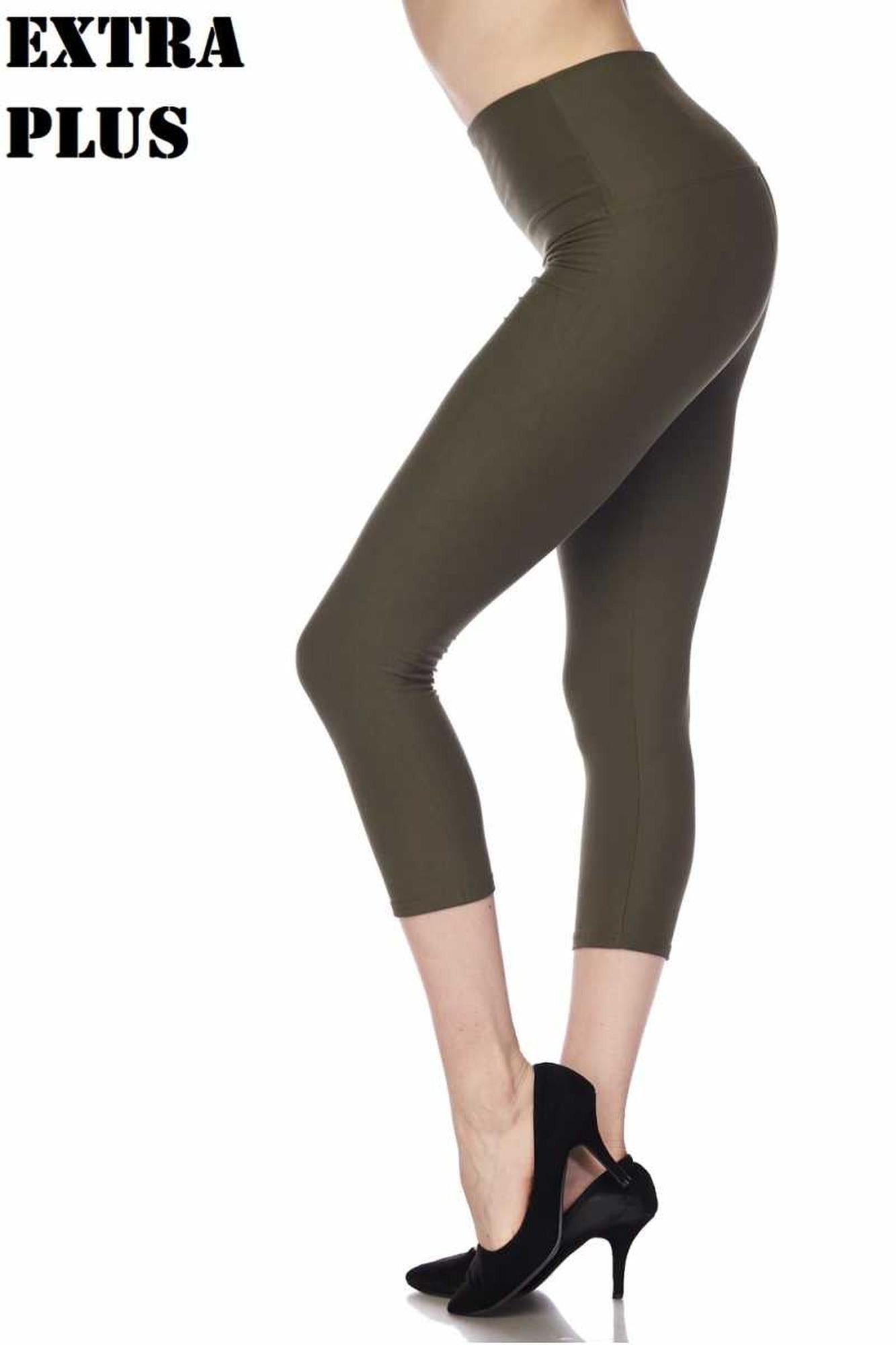 Wholesale Buttery Smooth Basic Solid High Waisted Extra Plus Size Capris - 5 Inch - 3X-5X - New Mix