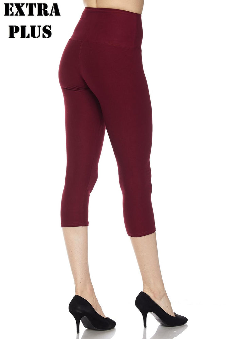 Wholesale Buttery Smooth Basic Solid High Waisted Extra Plus Size Capris - 5 Inch - 3X-5X - New Mix