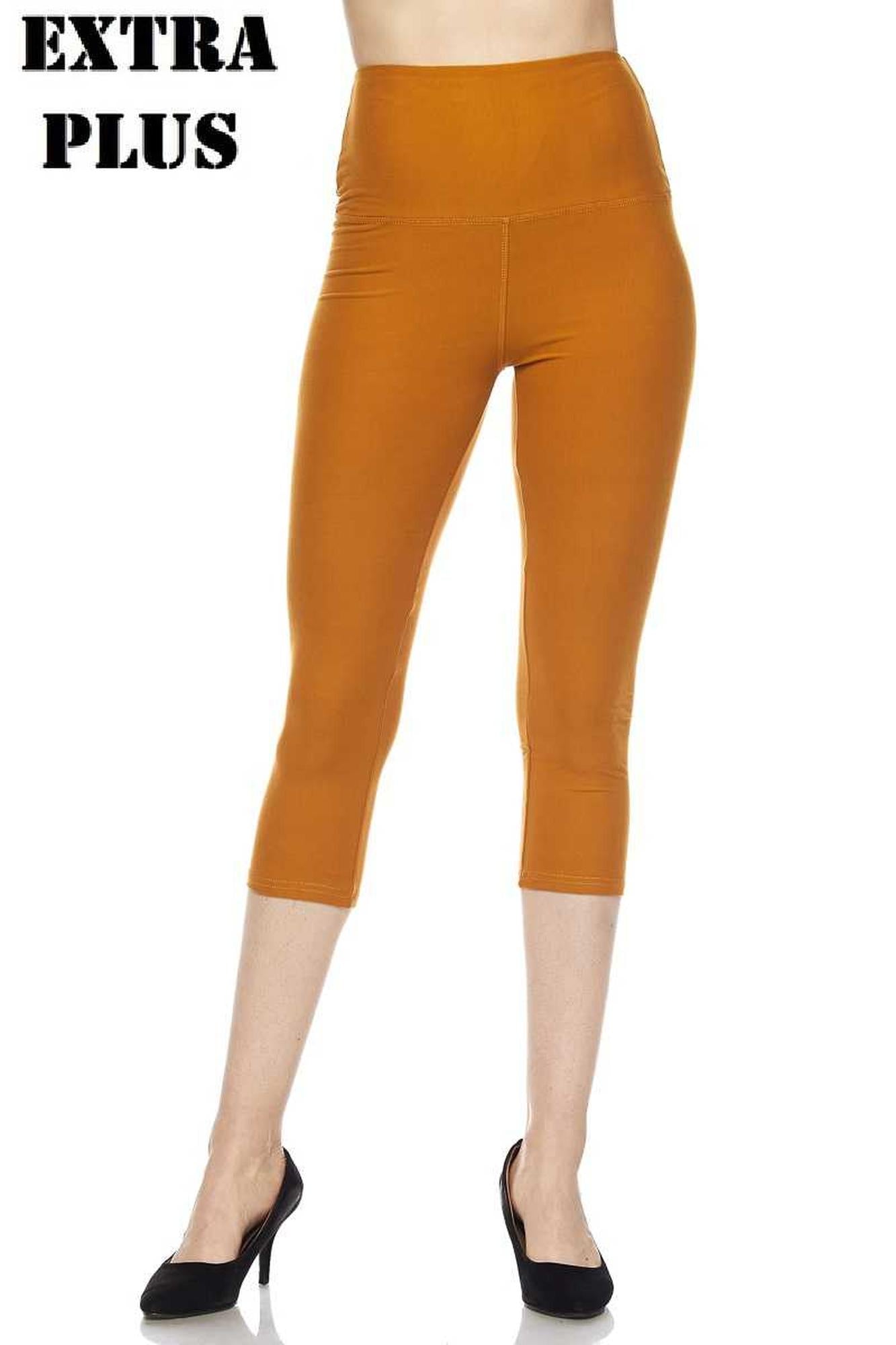 Wholesale Buttery Smooth Basic Solid High Waisted Extra Plus Size Capris - 5 Inch - 3X-5X - New Mix